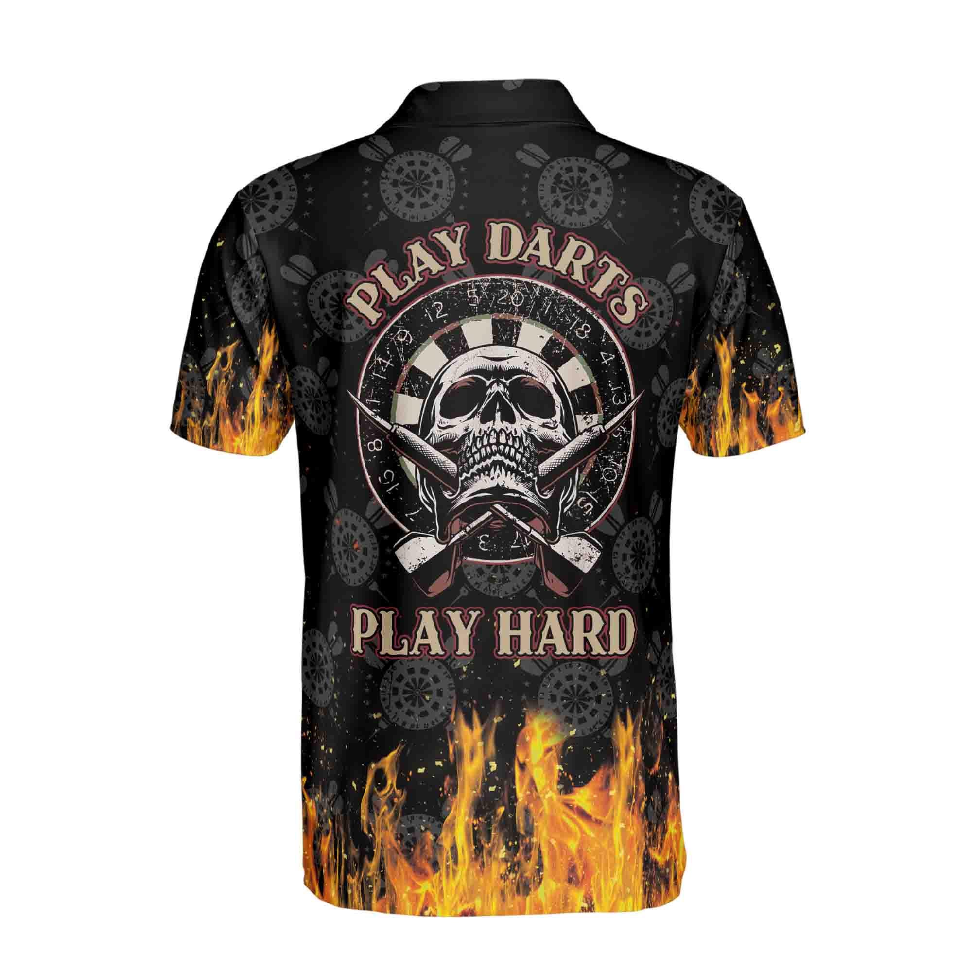 Personalized Play Dart Fire And Skull Men's Polo Shirt - Image 3