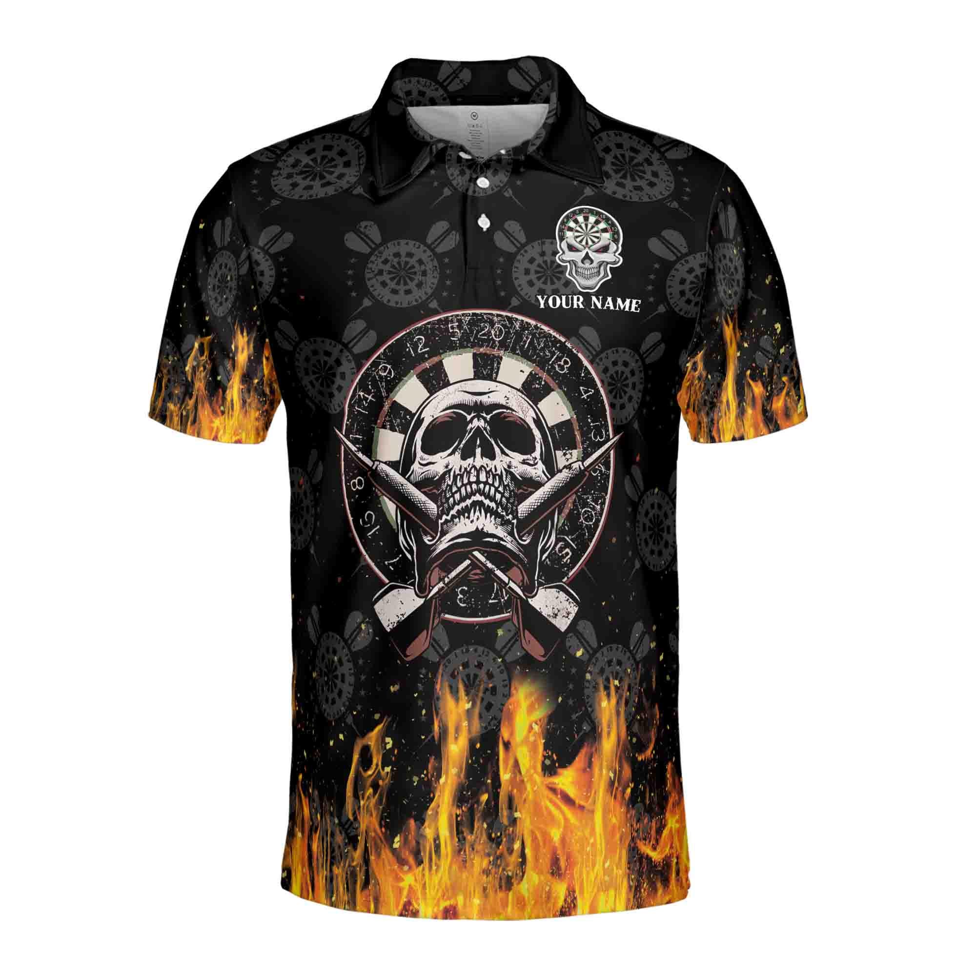 Alternative view of Personalized Play Dart Fire And Skull Men's Polo Shirt