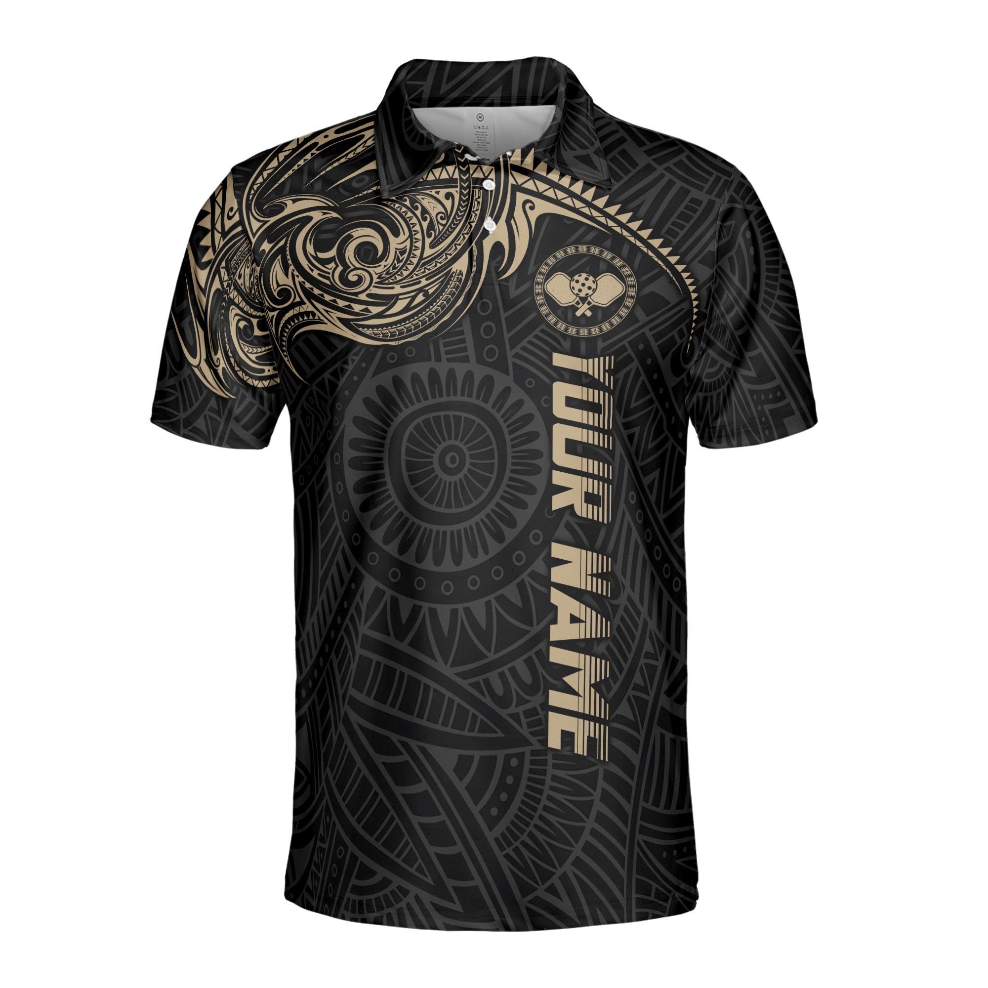 Alternative view of Personalized Player Viking Tribal Pattern Team Pickleball Men's Polo Shirt