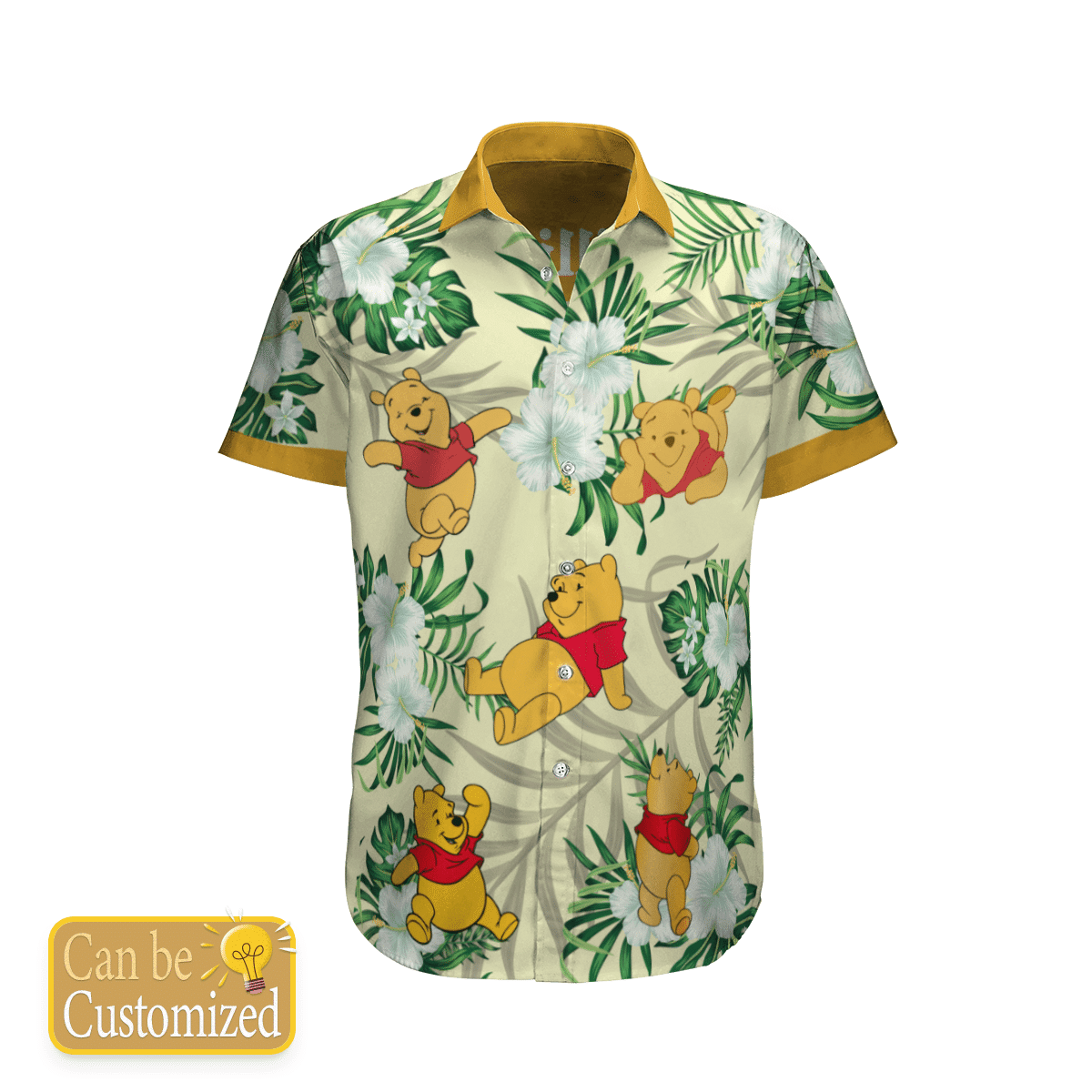 Personalized Pooh Flower Hawaiian Shirt Tropical Aloha Button Up
