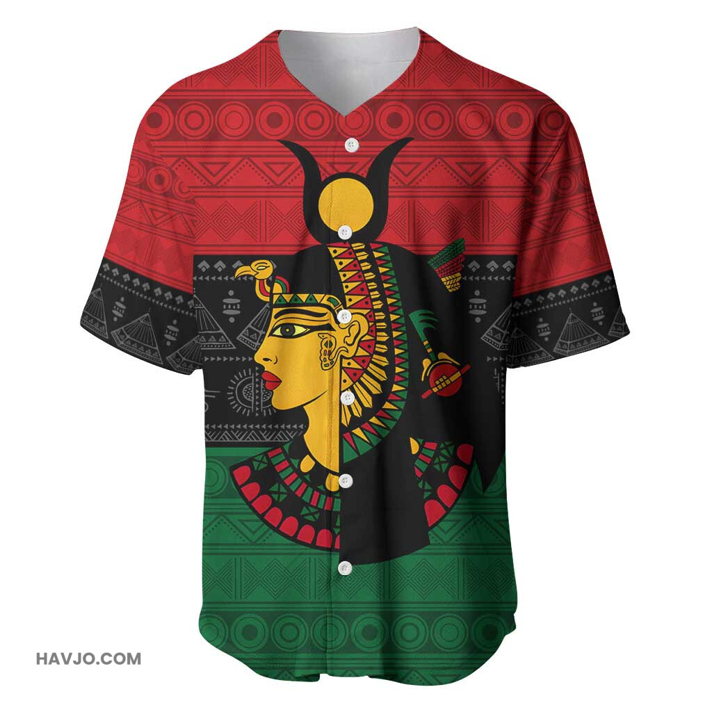 Personalized Queen of Egypt in Pan-African Colors Baseball Jersey