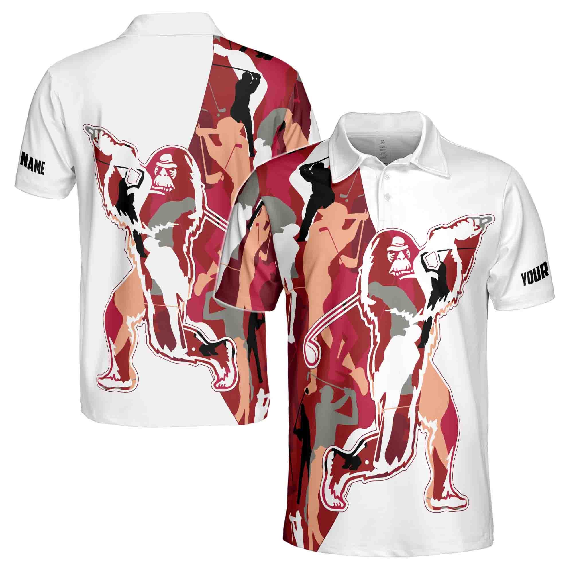 Personalized Red Camo Bigfoot Golf Men's Polo Shirt