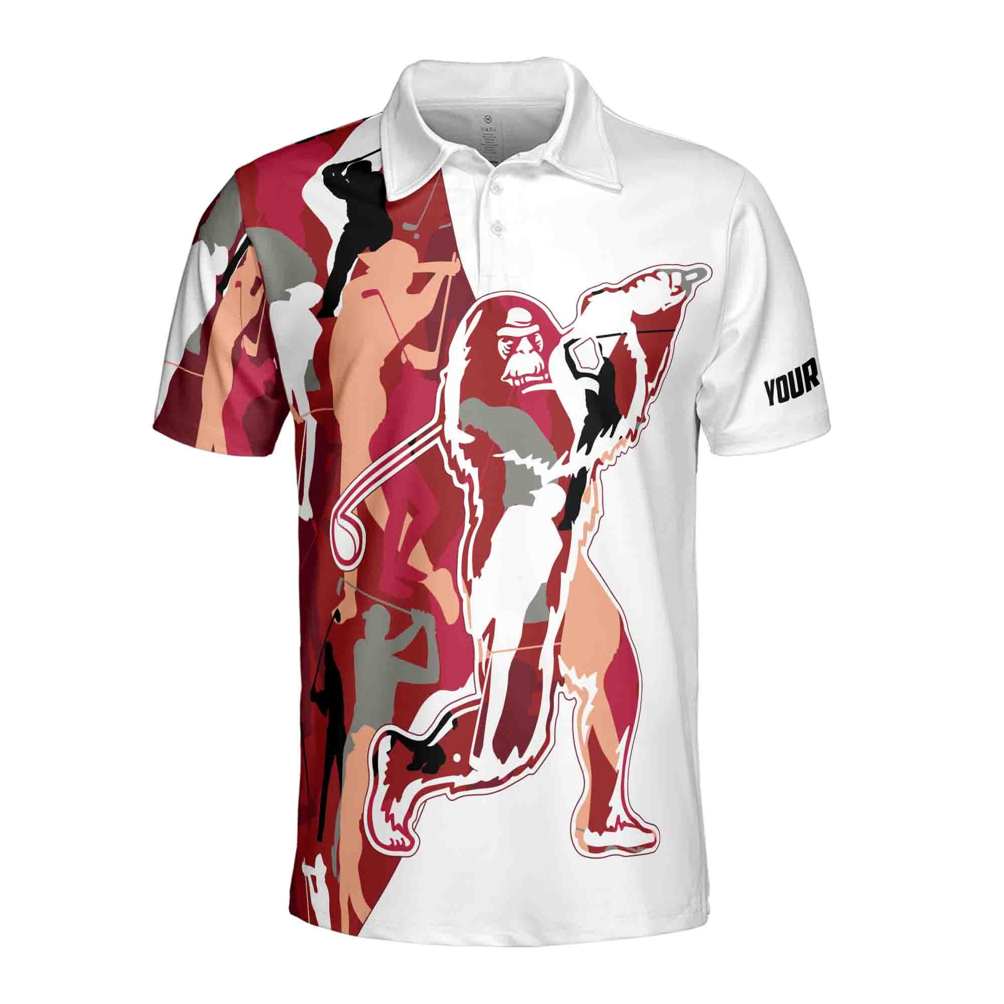 Alternative view of Personalized Red Camo Bigfoot Golf Men's Polo Shirt