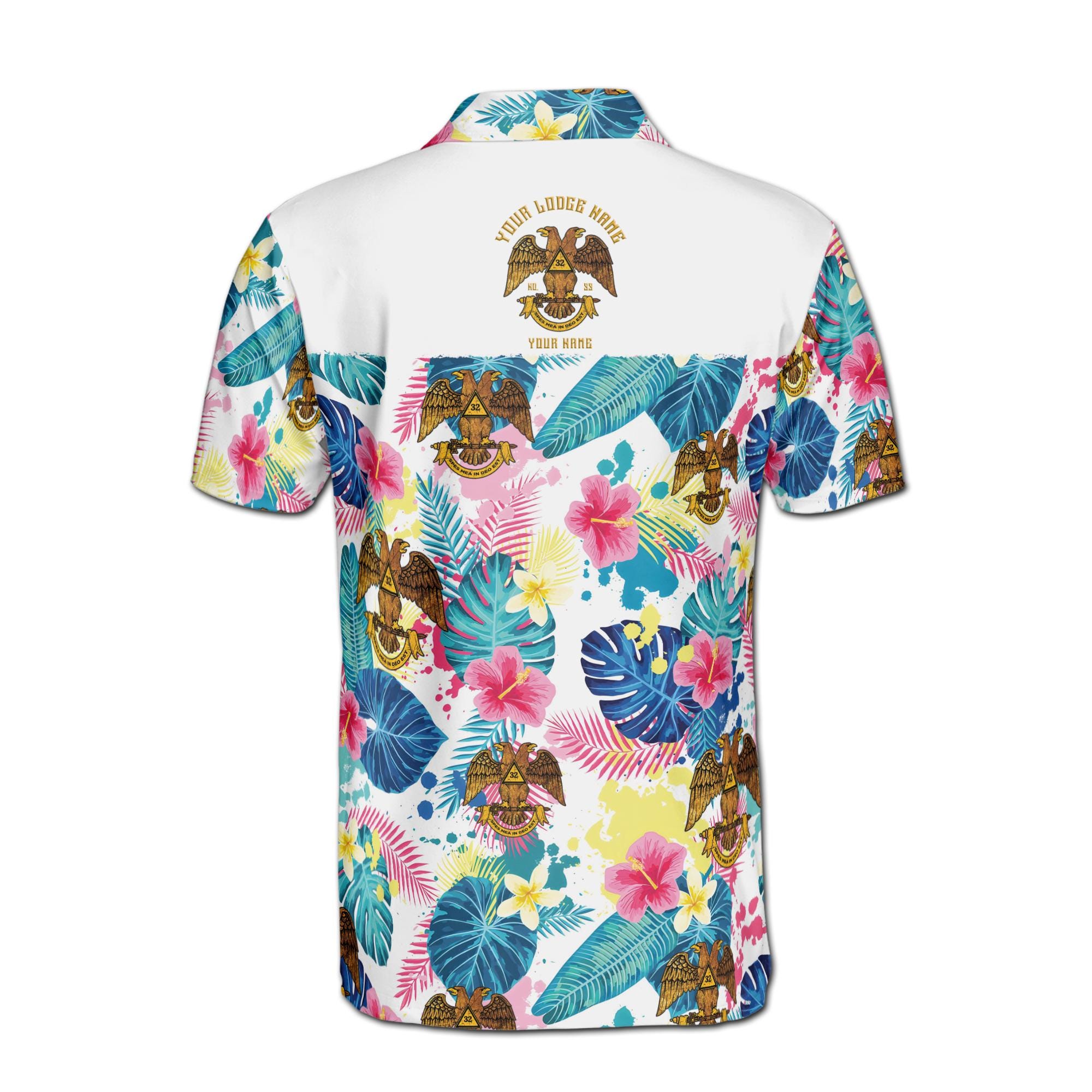 Personalized Rite of Scottish 32 Colorful Palm Leaf Men's Polo Shirt - Image 3