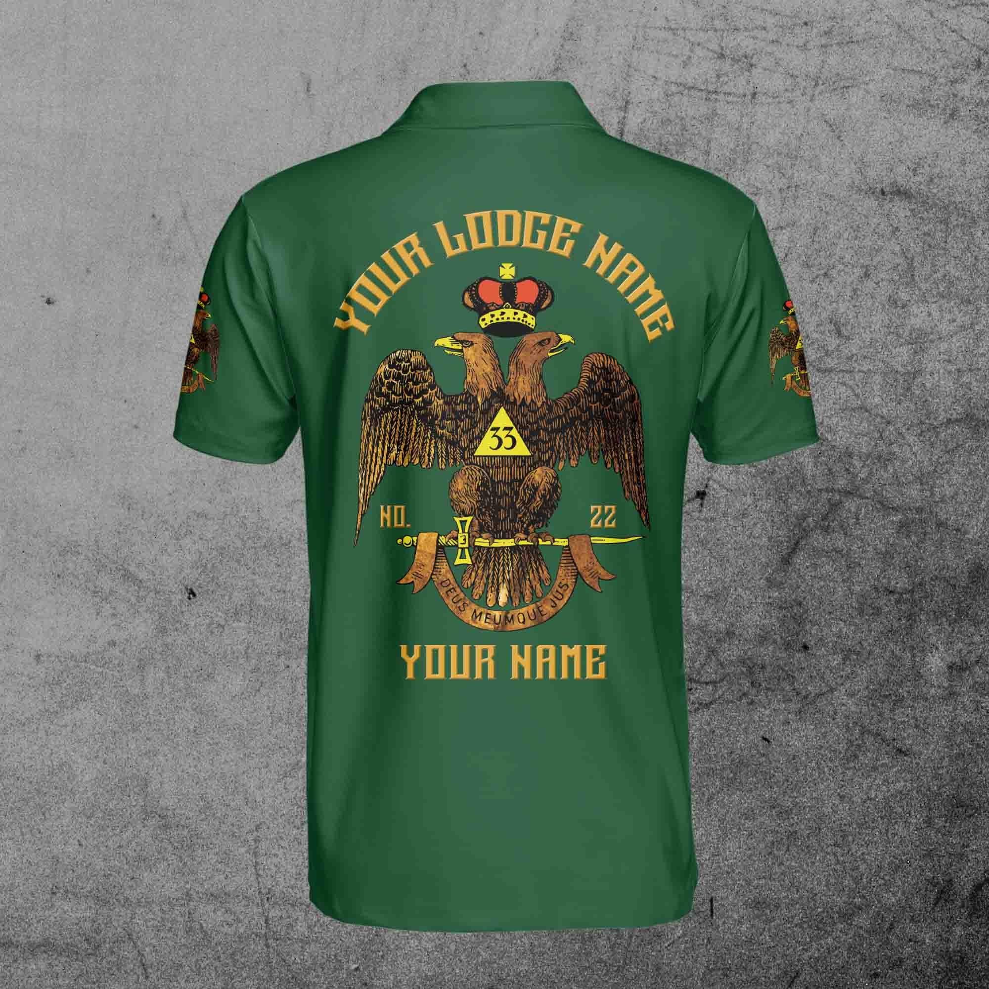 Personalized Rite of Scottish 33 Degree Emblem Design Masonic Men's Polo Shirt - Image 6