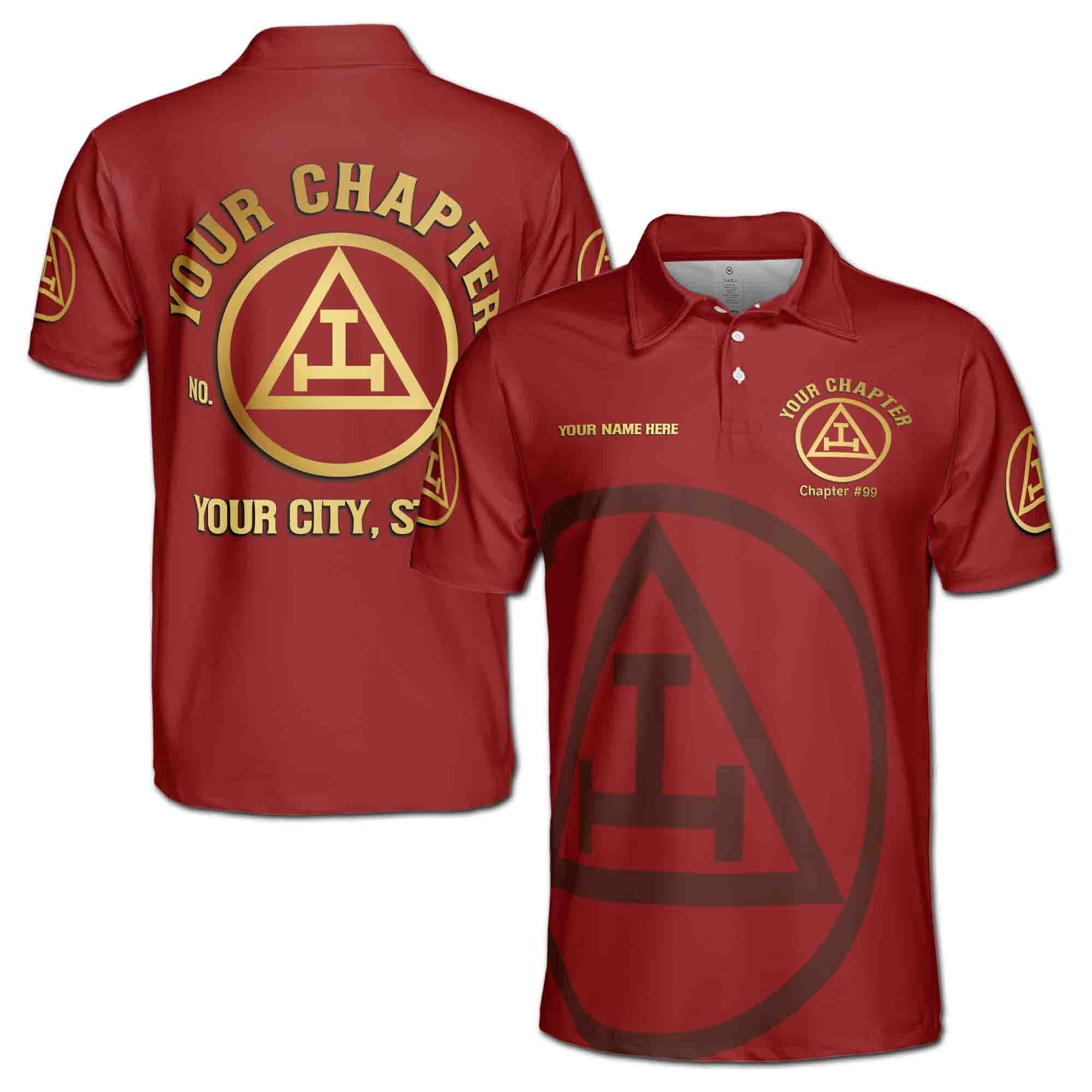 Personalized Royal Arch Masonry York Rite Freemasonry Masonic Men's Polo Shirt