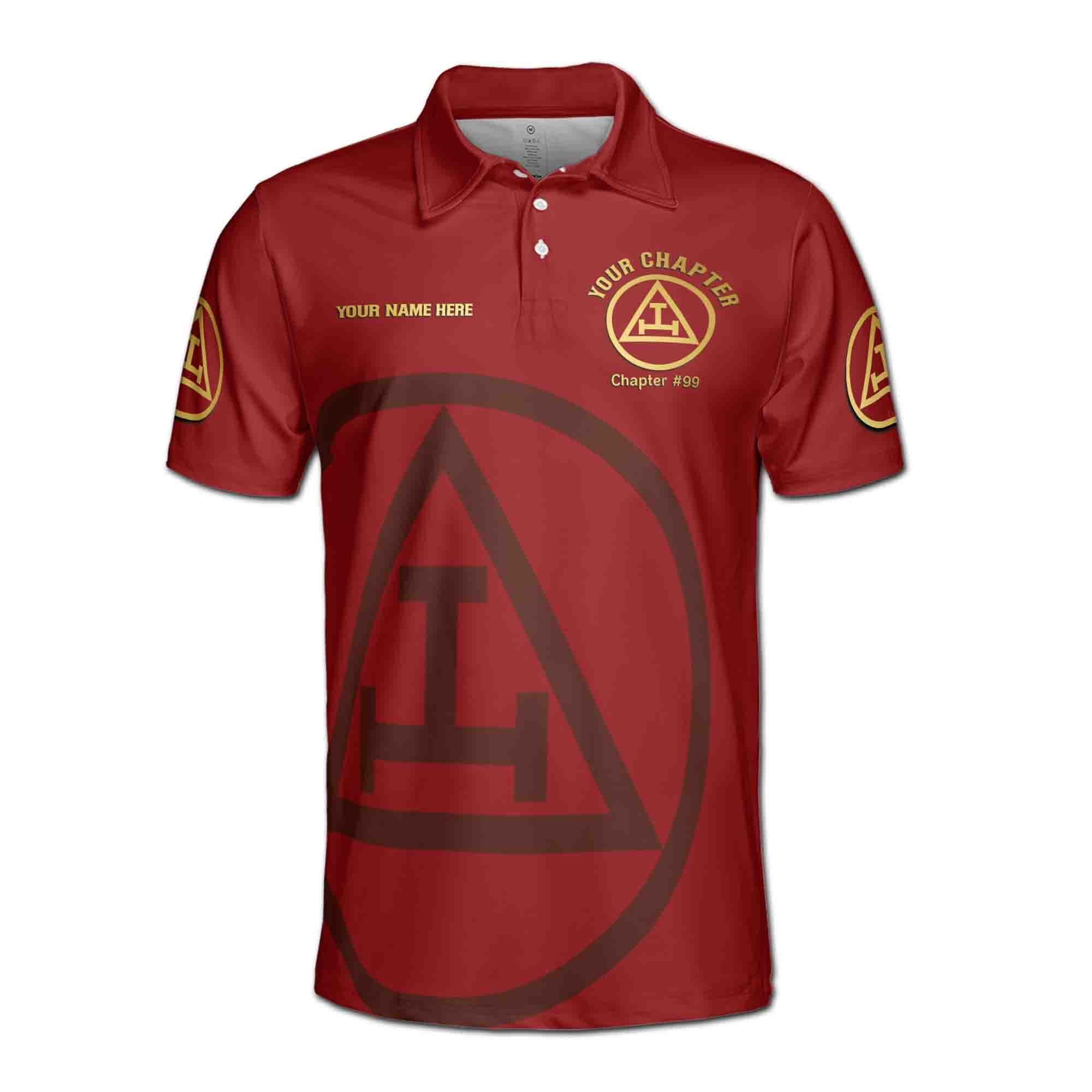 Alternative view of Personalized Royal Arch Masonry York Rite Freemasonry Masonic Men's Polo Shirt