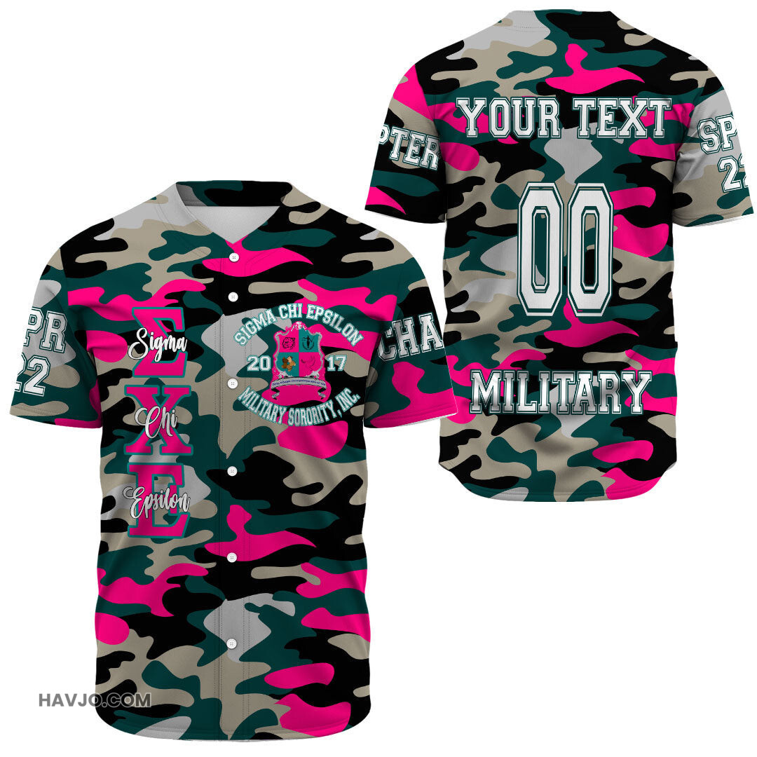 Personalized Sigma Chi Epsilon Camos Baseball Jersey
