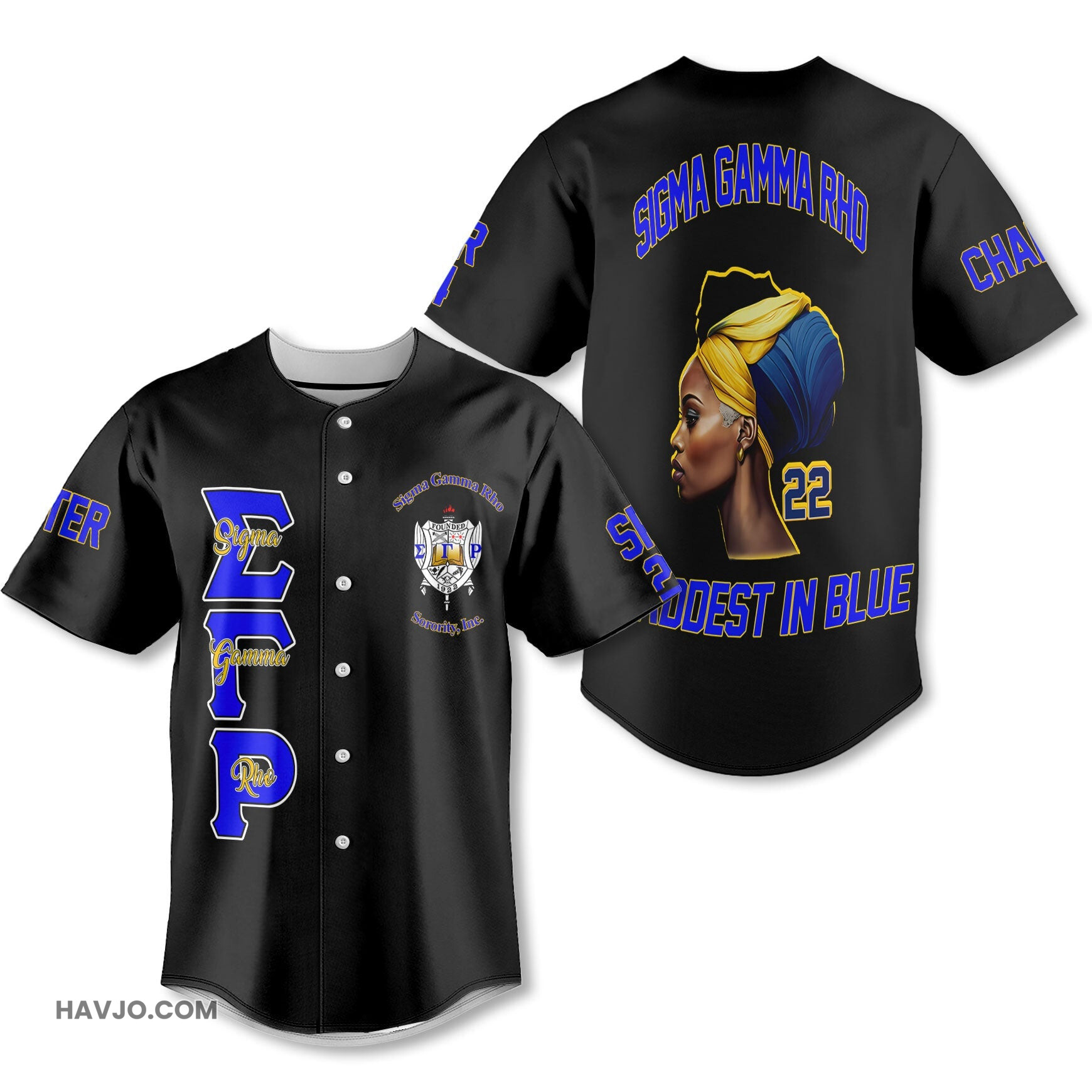Personalized Sigma Gamma Rho Black 1922 SGRHO Lady Style Baseball Jersey