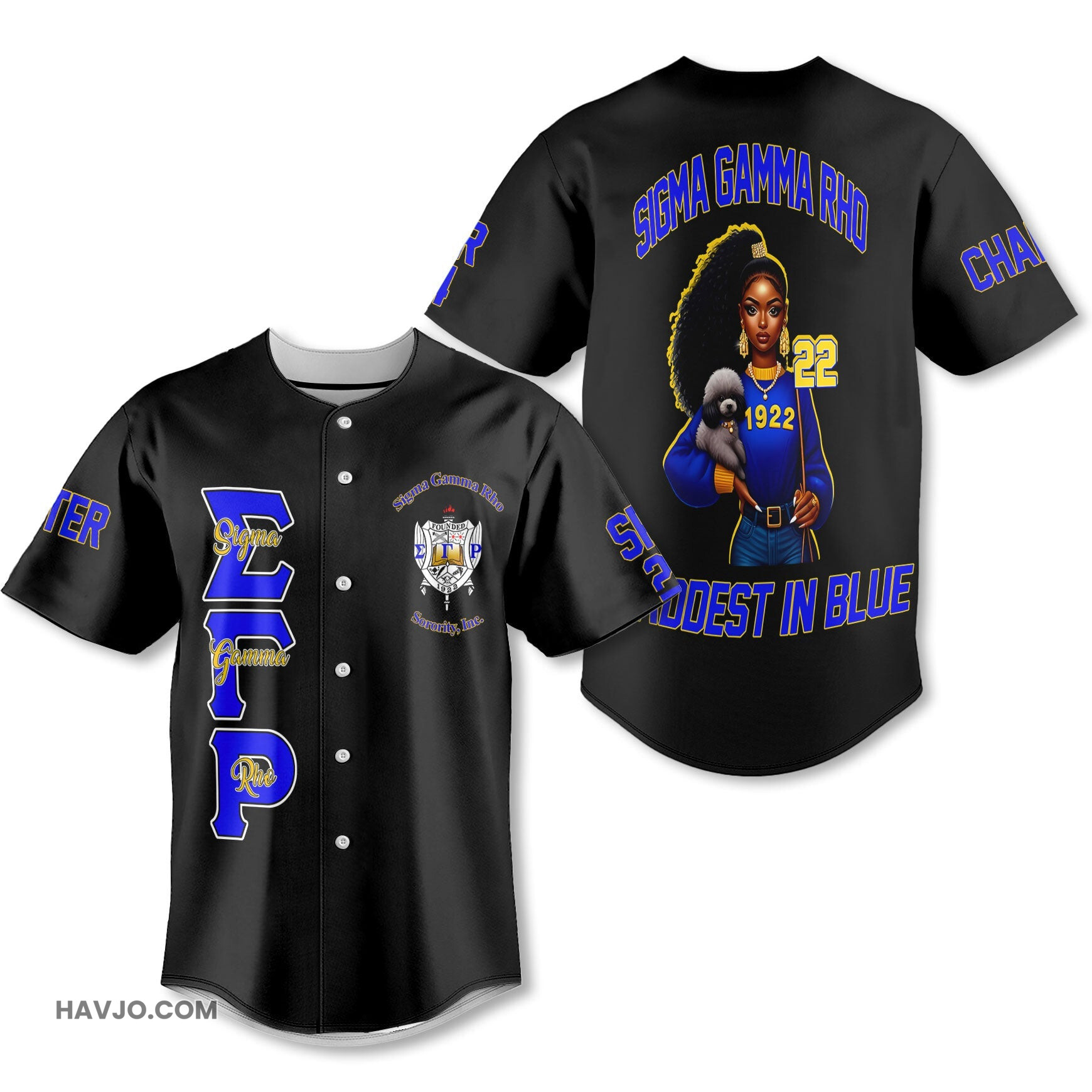 Personalized Sigma Gamma Rho Black SGRHO Girl And Poodles Baseball Jersey