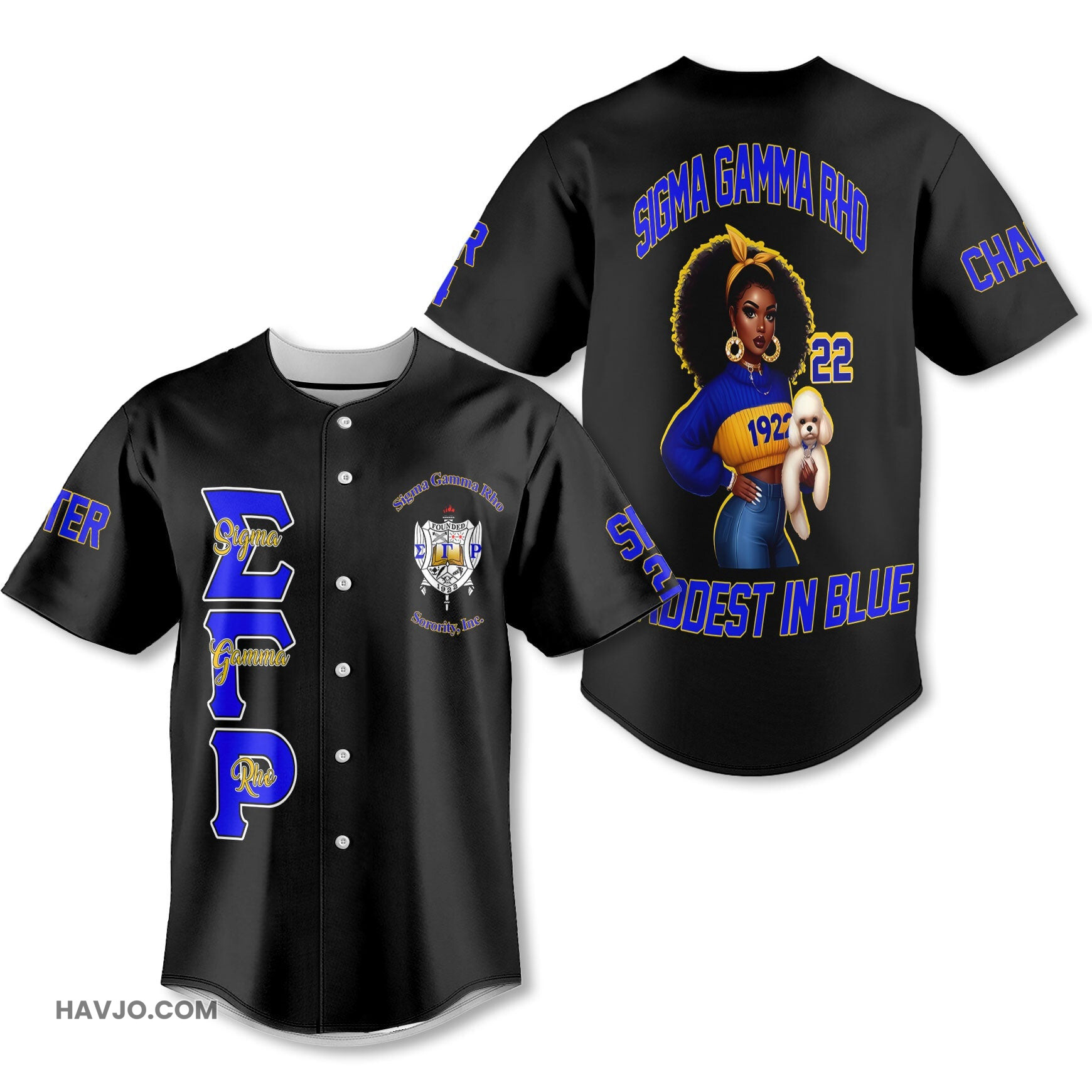 Personalized Sigma Gamma Rho Black SGRHO Girl And Poodles Style Baseball Jersey