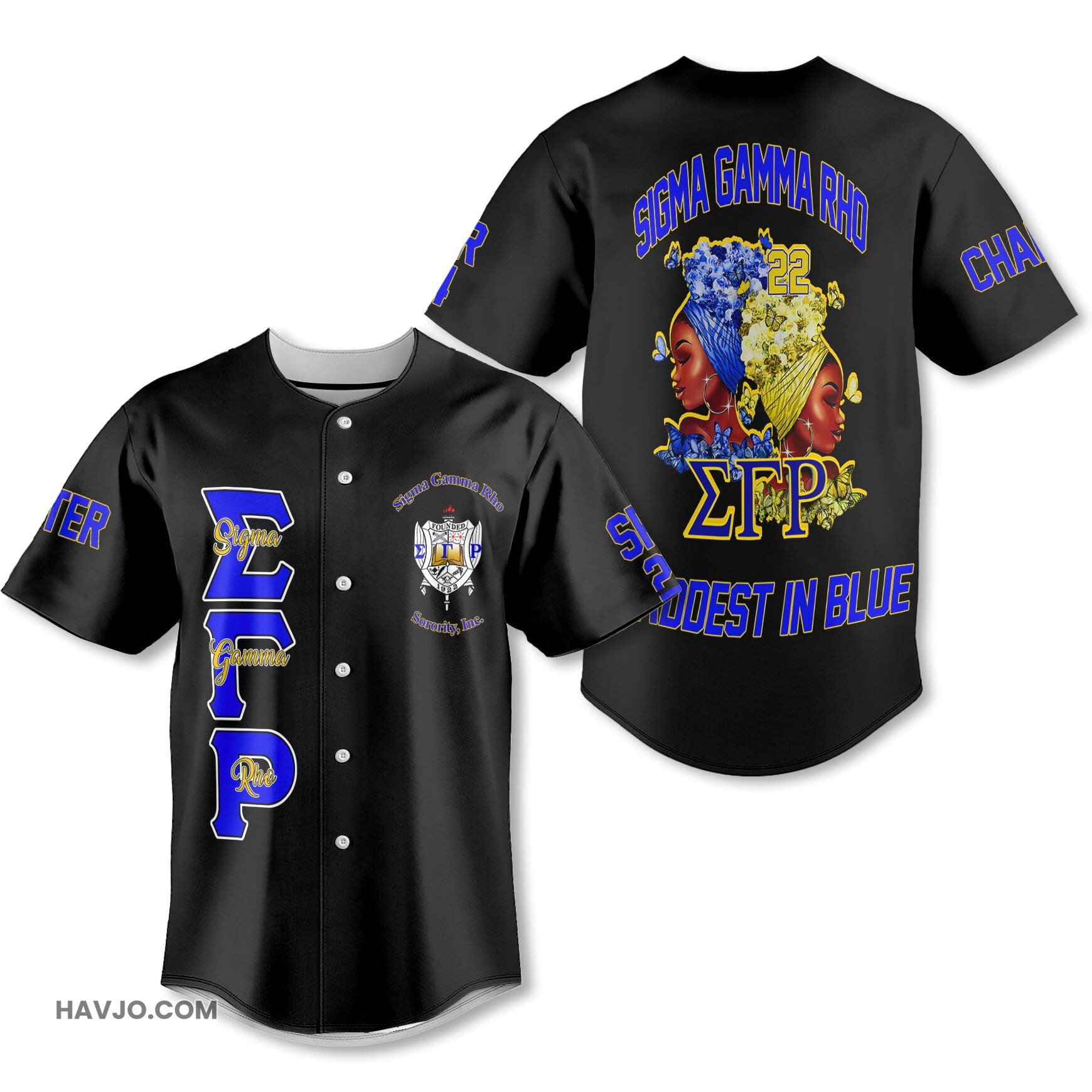 Personalized Sigma Gamma Rho Black SGRHO Sisterhood Style Baseball Jersey