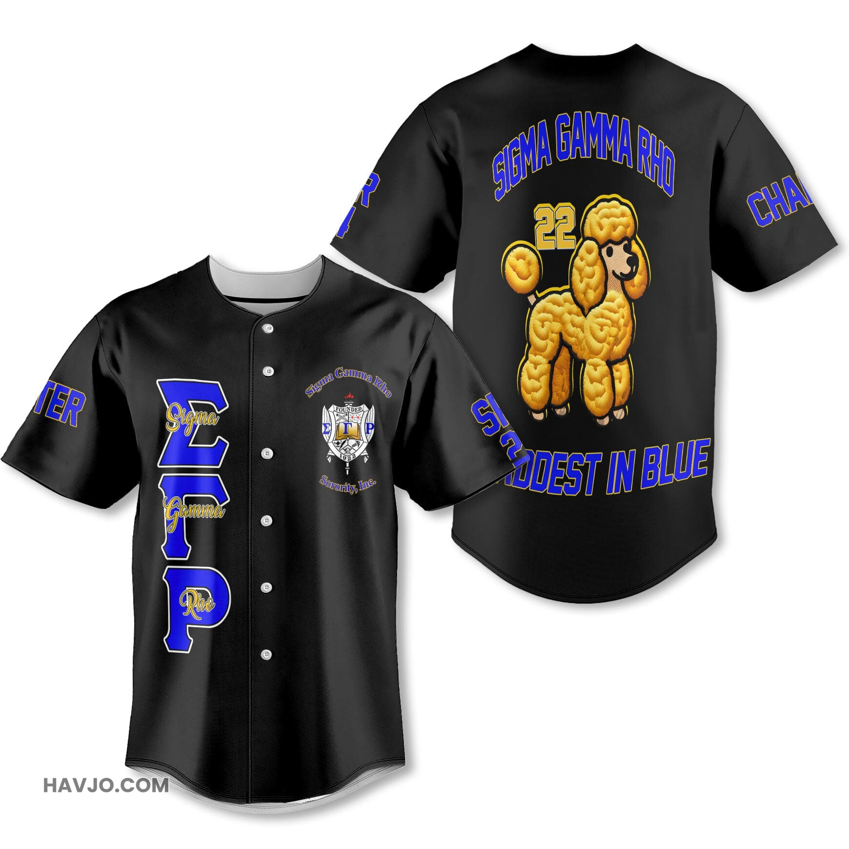 Personalized Sigma Gamma Rho Black The Cutest Poodles Style Baseball Jersey
