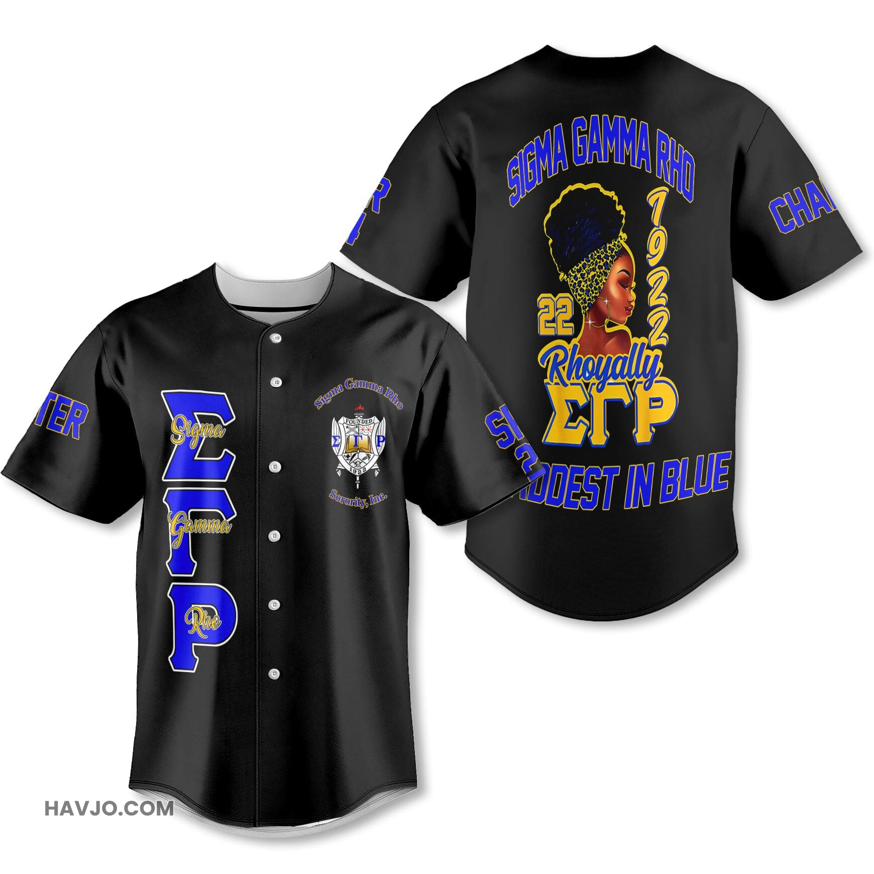 Personalized Sigma Gamma Rho Black The Rhoyally Women Style Baseball Jersey