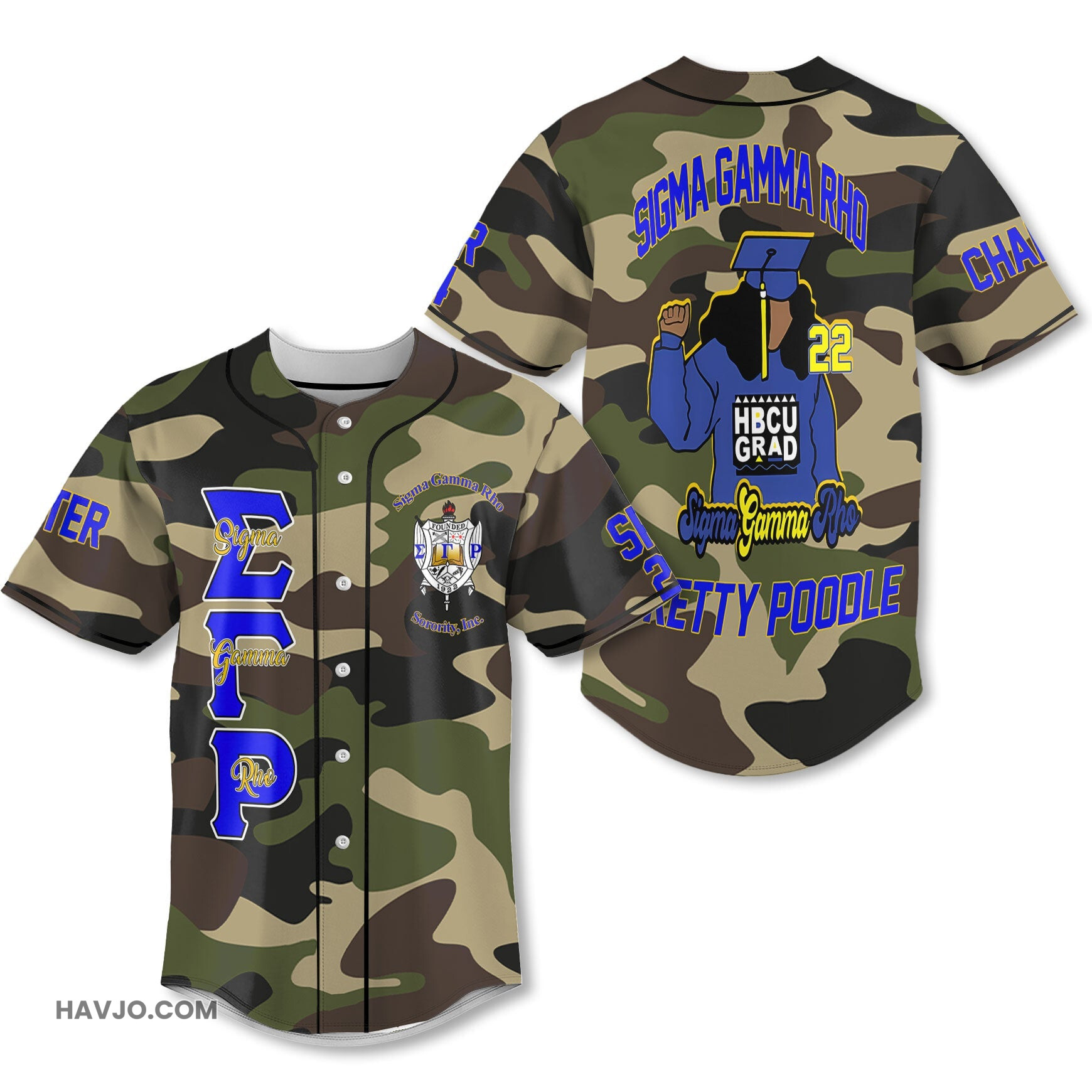 Personalized Sigma Gamma Rho Camouflage Africa SGRHO Educated Women Baseball Jersey