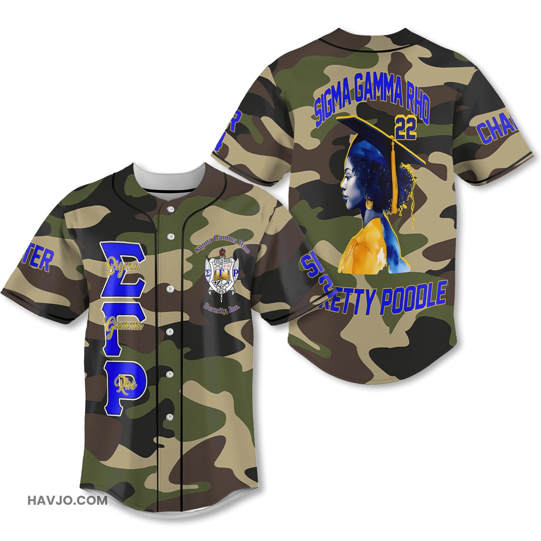 Personalized Sigma Gamma Rho Camouflage Africa SGRHO Educated Women Style Baseball Jersey