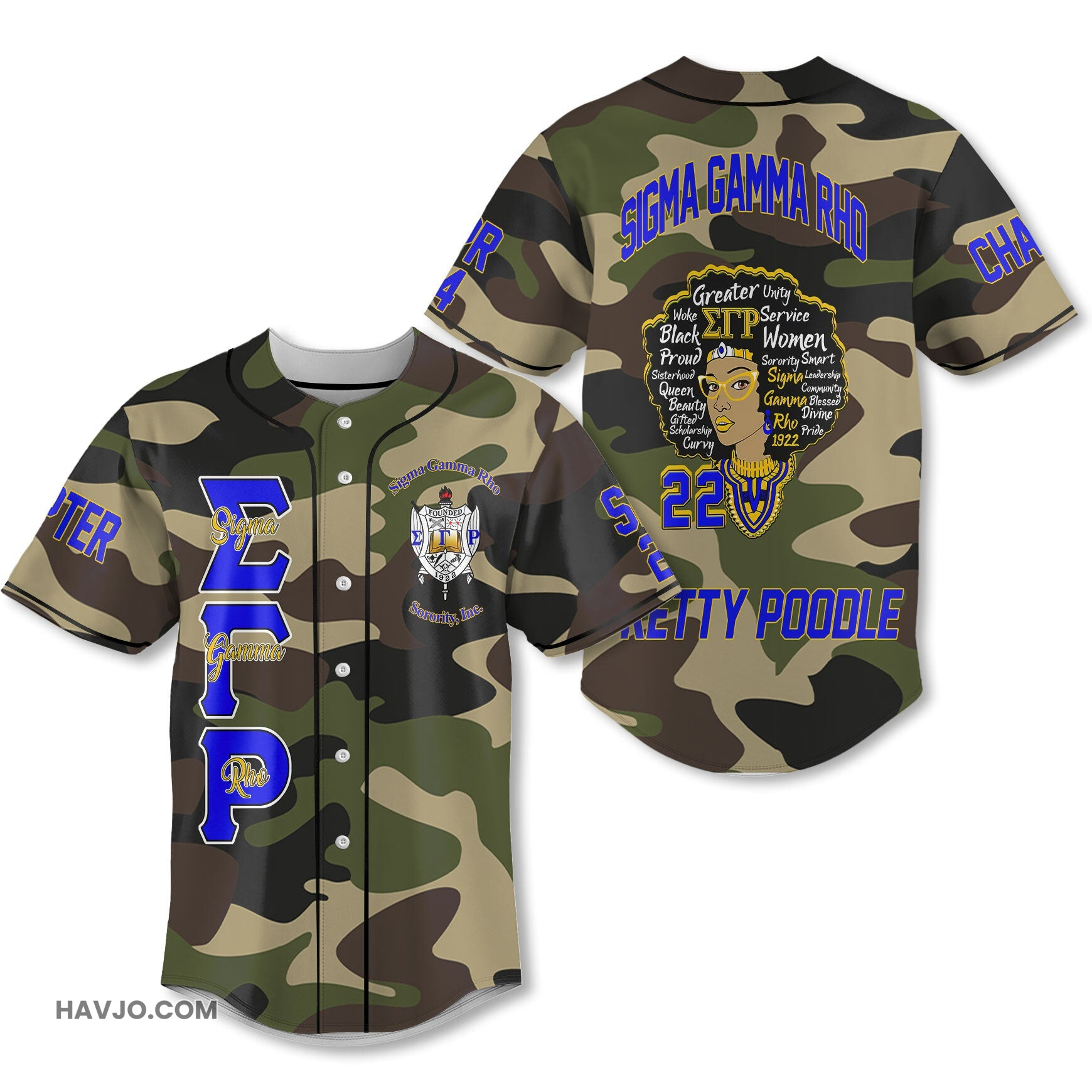 Personalized Sigma Gamma Rho Camouflage SGR Dashiki Style Baseball Jersey