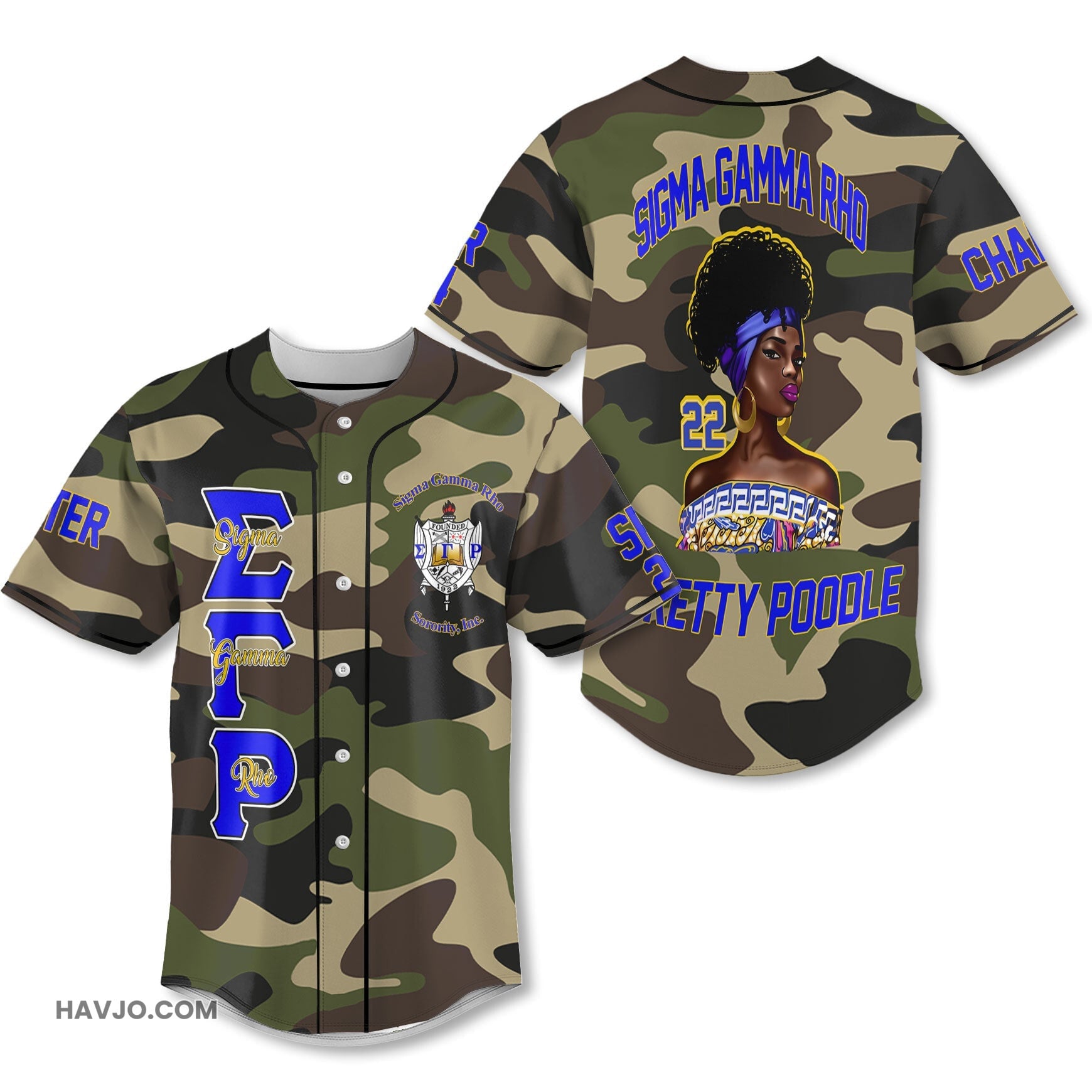 Personalized Sigma Gamma Rho Camouflage SGRHO Black Strong Women Style Baseball Jersey