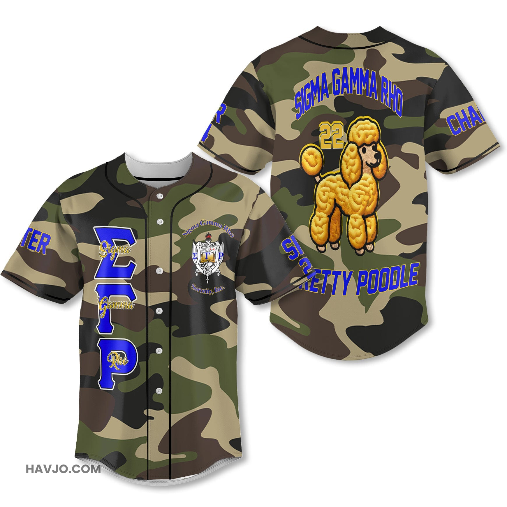 Personalized Sigma Gamma Rho Camouflage The Cutest Poodles Style Baseball Jersey