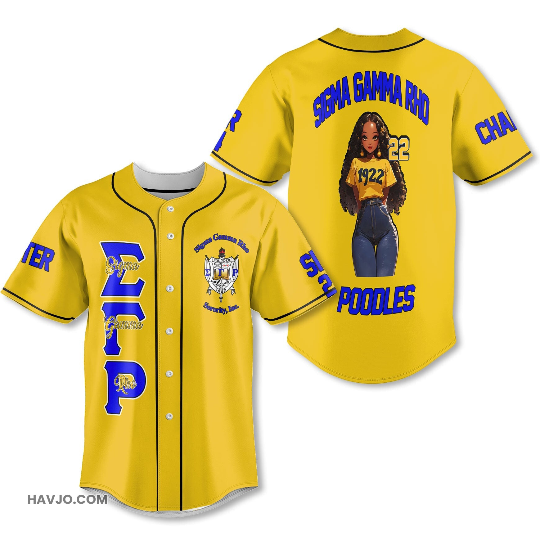 Personalized Sigma Gamma Rho Golden 1922 SGRHO Girl Style Baseball Jersey