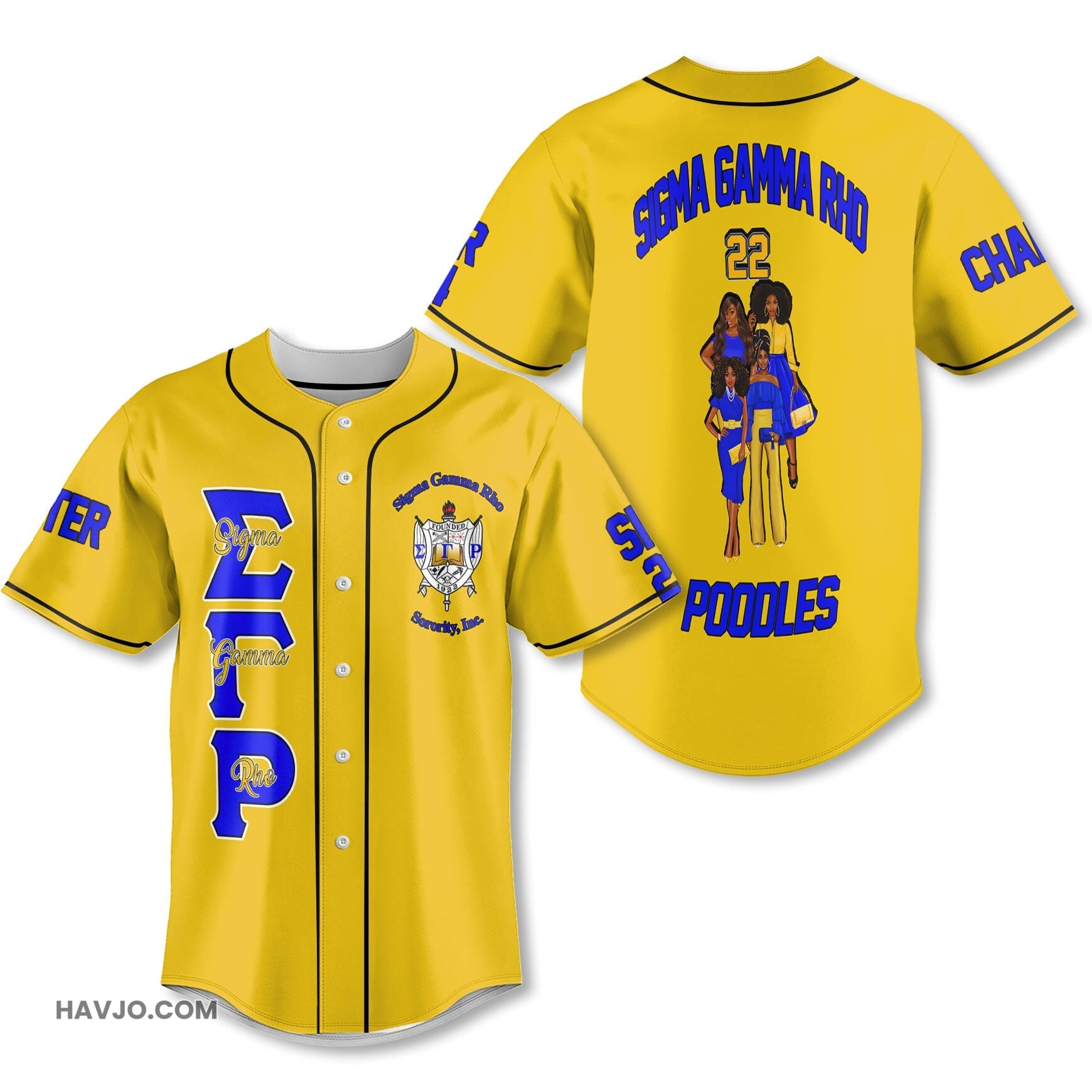 Personalized Sigma Gamma Rho Golden 1922 SGRHO Lady Baseball Jersey