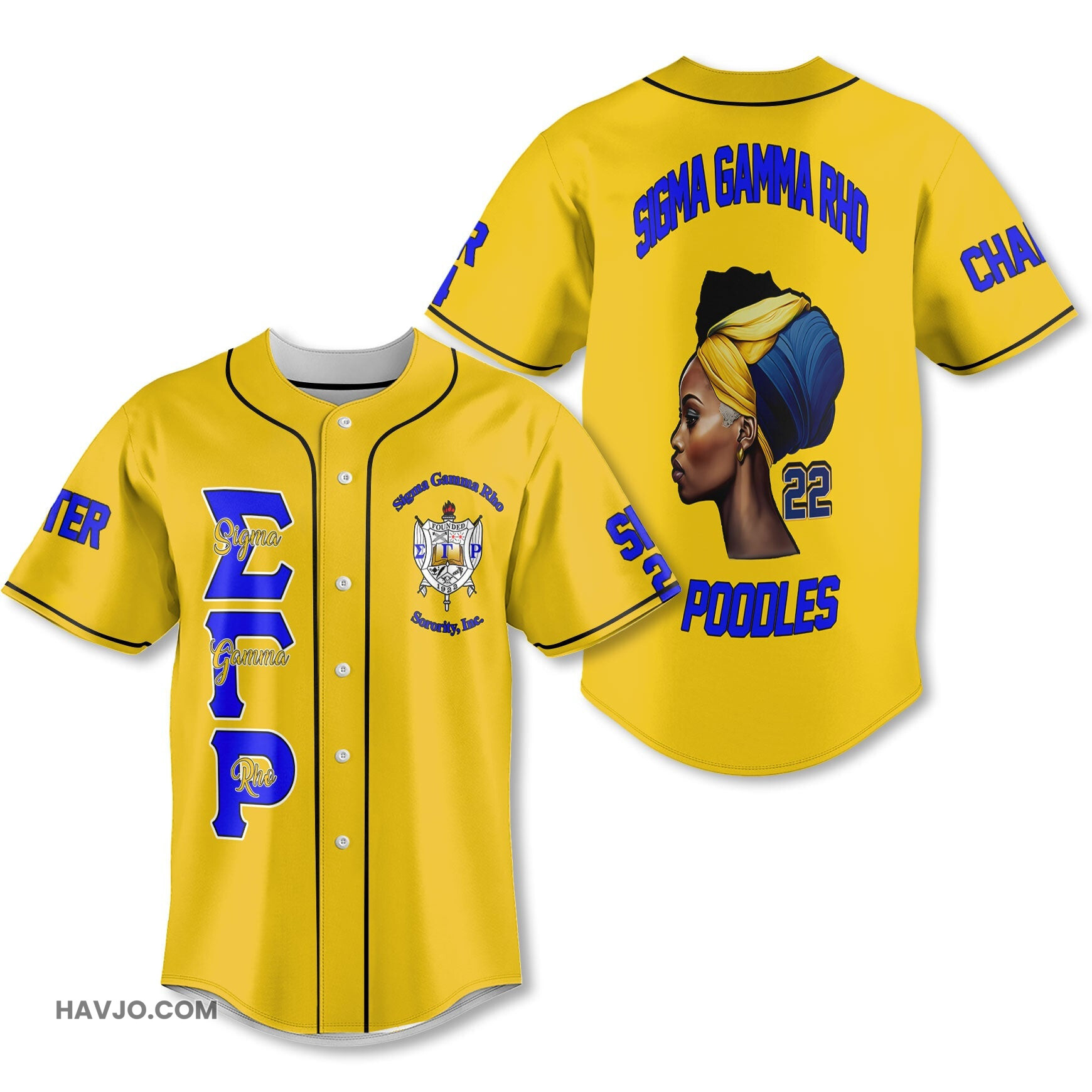 Personalized Sigma Gamma Rho Golden 1922 SGRHO Lady Style Baseball Jersey