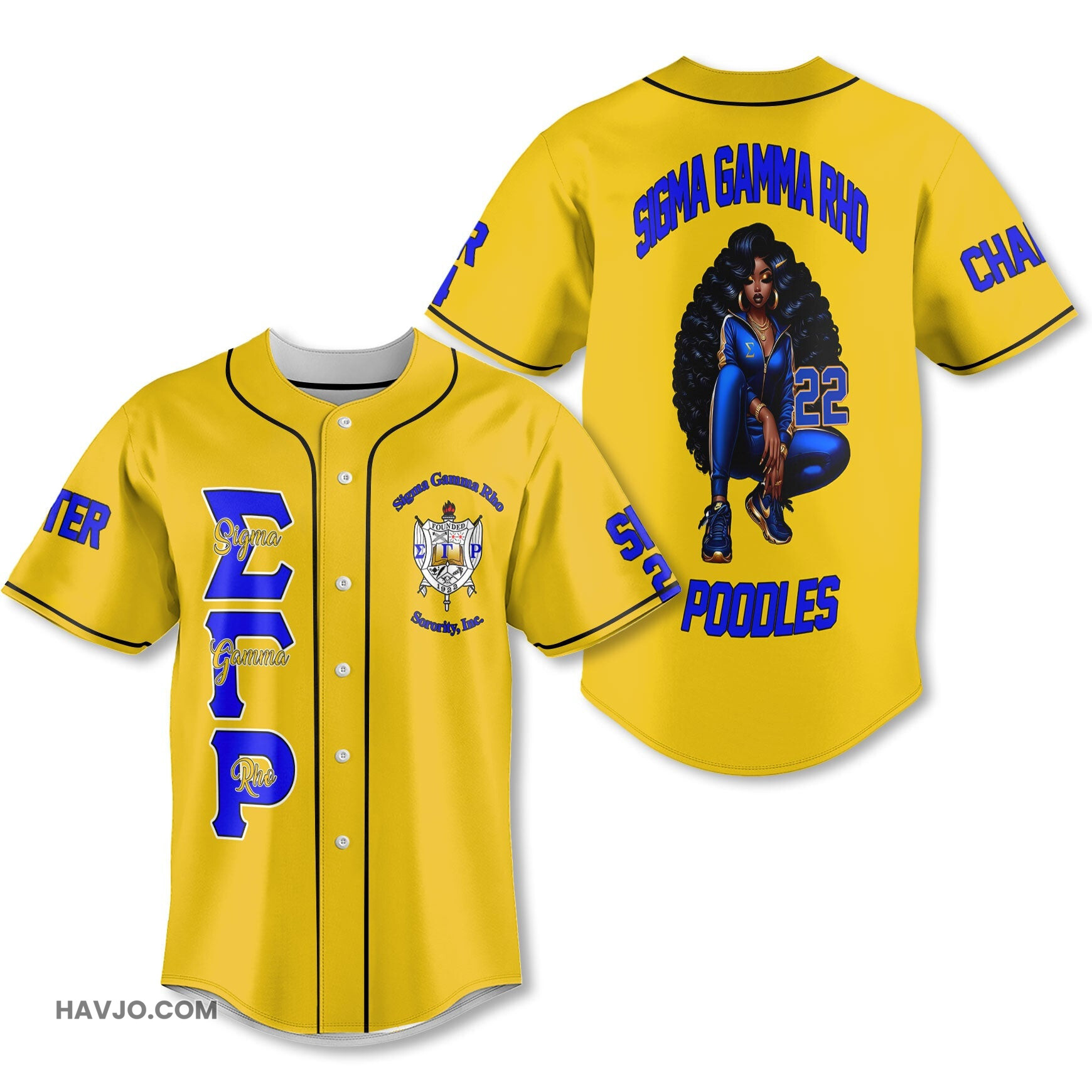 Personalized Sigma Gamma Rho Golden 1922 The Baddest in Blue Style Baseball Jersey