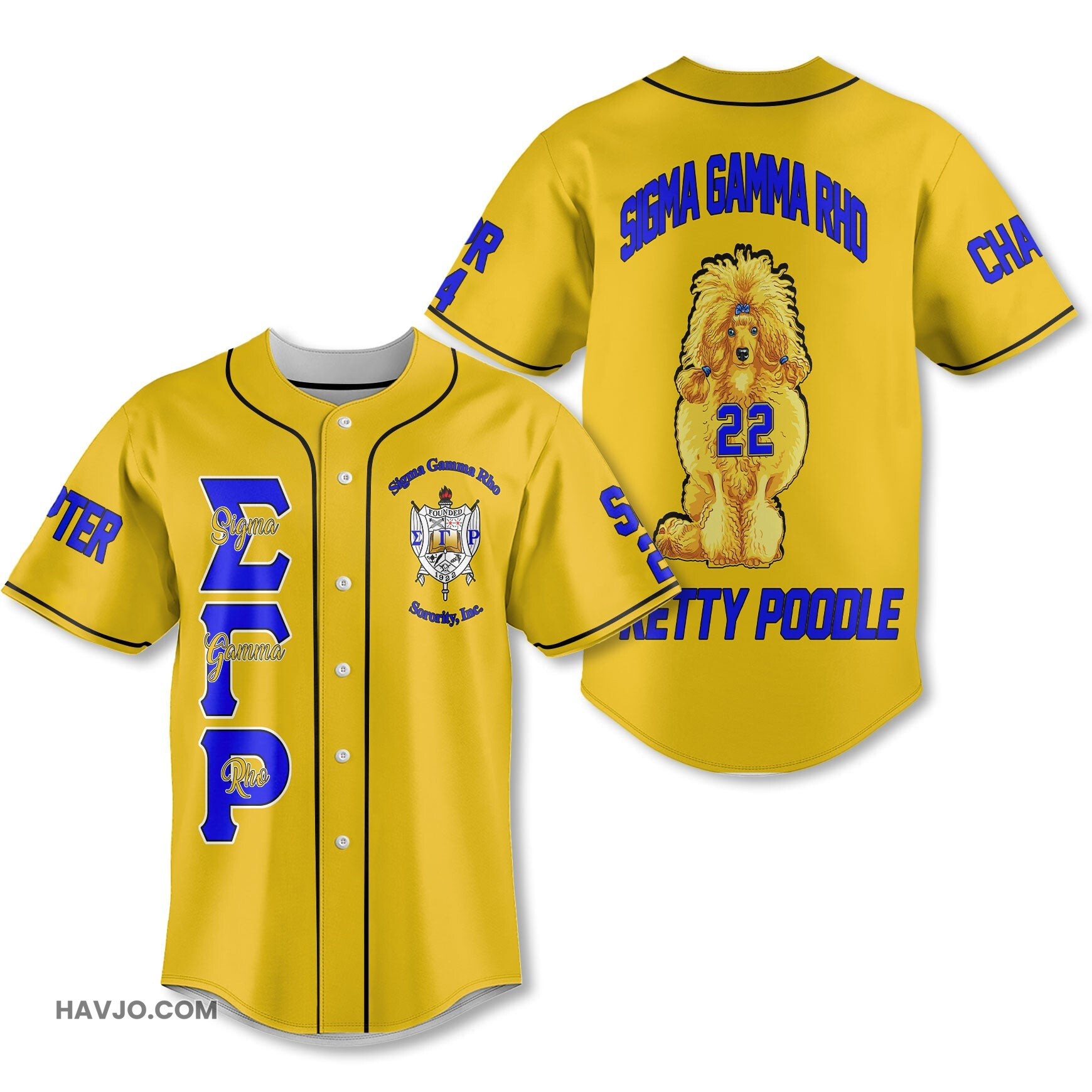 Personalized Sigma Gamma Rho Golden Pretty Poodle Style Baseball Jersey
