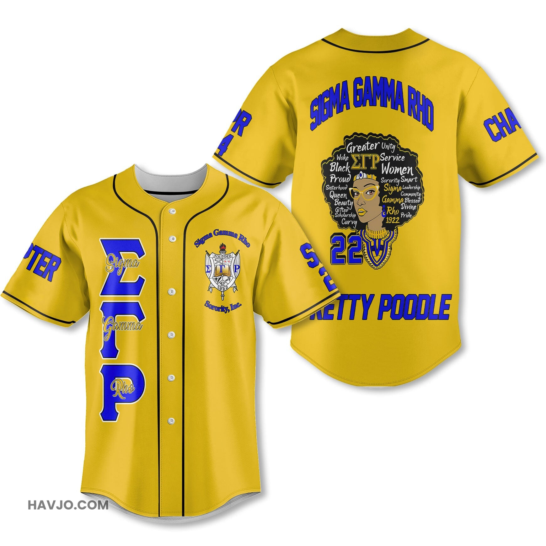 Personalized Sigma Gamma Rho Golden SGR Dashiki Style Baseball Jersey