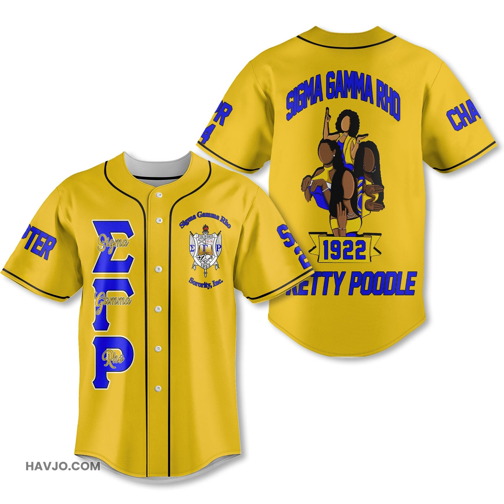 Personalized Sigma Gamma Rho Golden SGR Girls Style Baseball Jersey