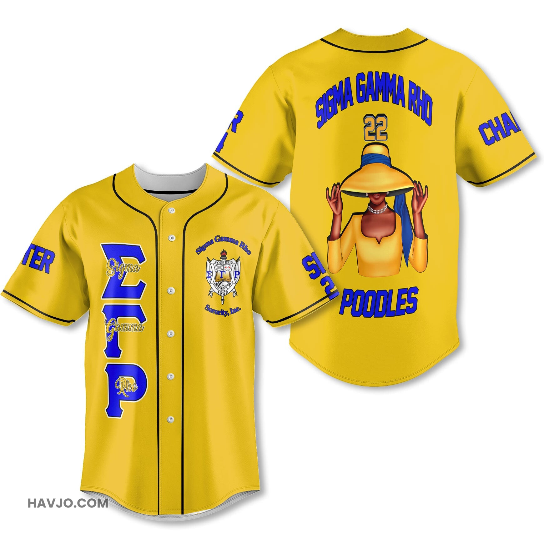Personalized Sigma Gamma Rho Golden SGRHO Black Strong Women Baseball Jersey