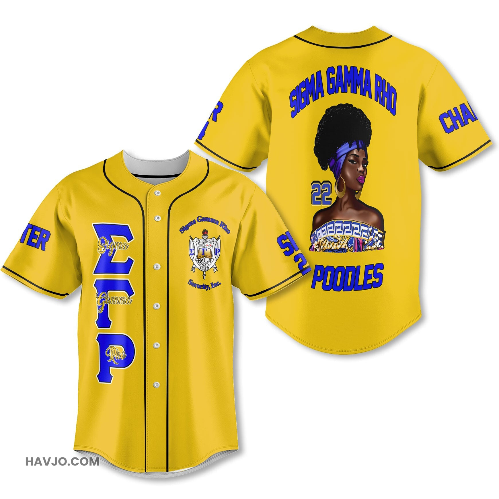Personalized Sigma Gamma Rho Golden SGRHO Black Strong Women Style Baseball Jersey