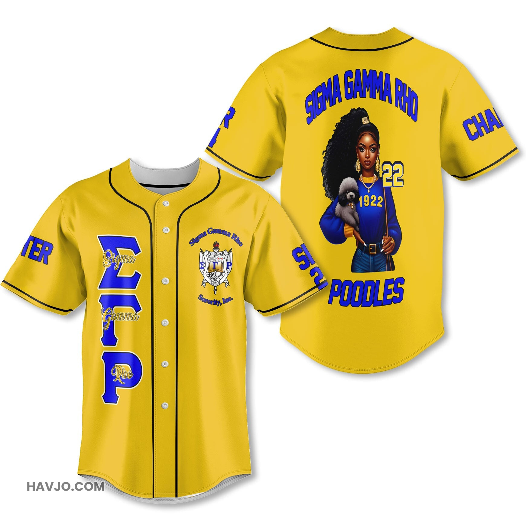 Personalized Sigma Gamma Rho Golden SGRHO Girl And Poodles Baseball Jersey