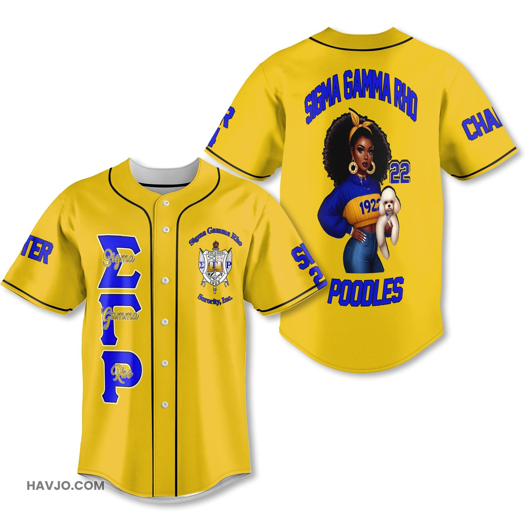Personalized Sigma Gamma Rho Golden SGRHO Girl And Poodles Style Baseball Jersey
