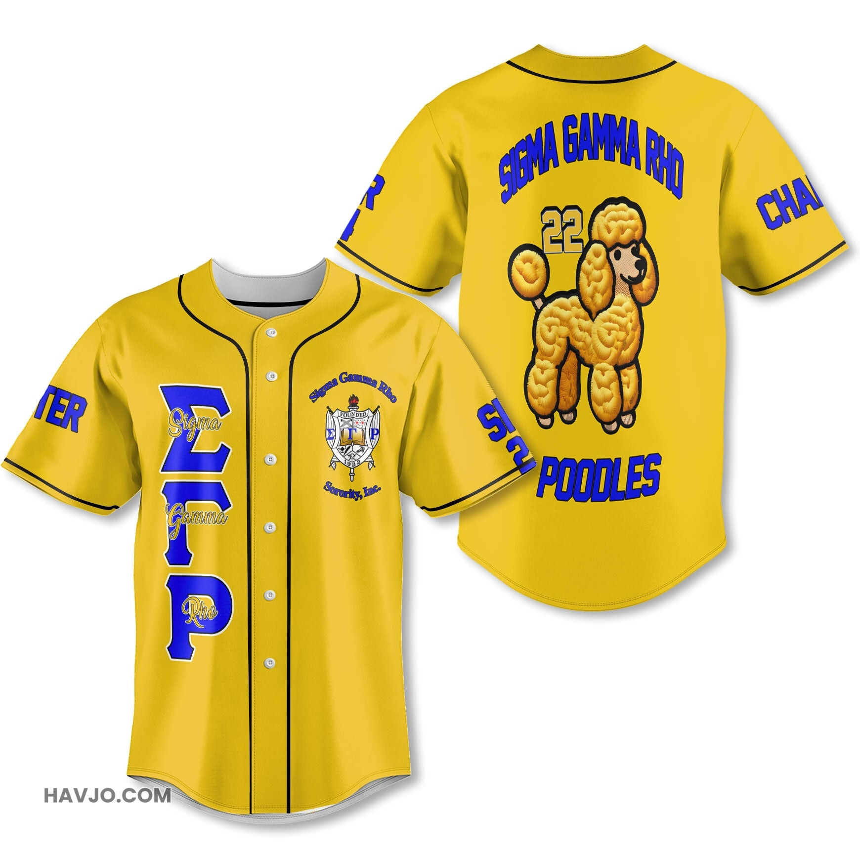 Personalized Sigma Gamma Rho Golden The Cutest Poodles Style Baseball Jersey