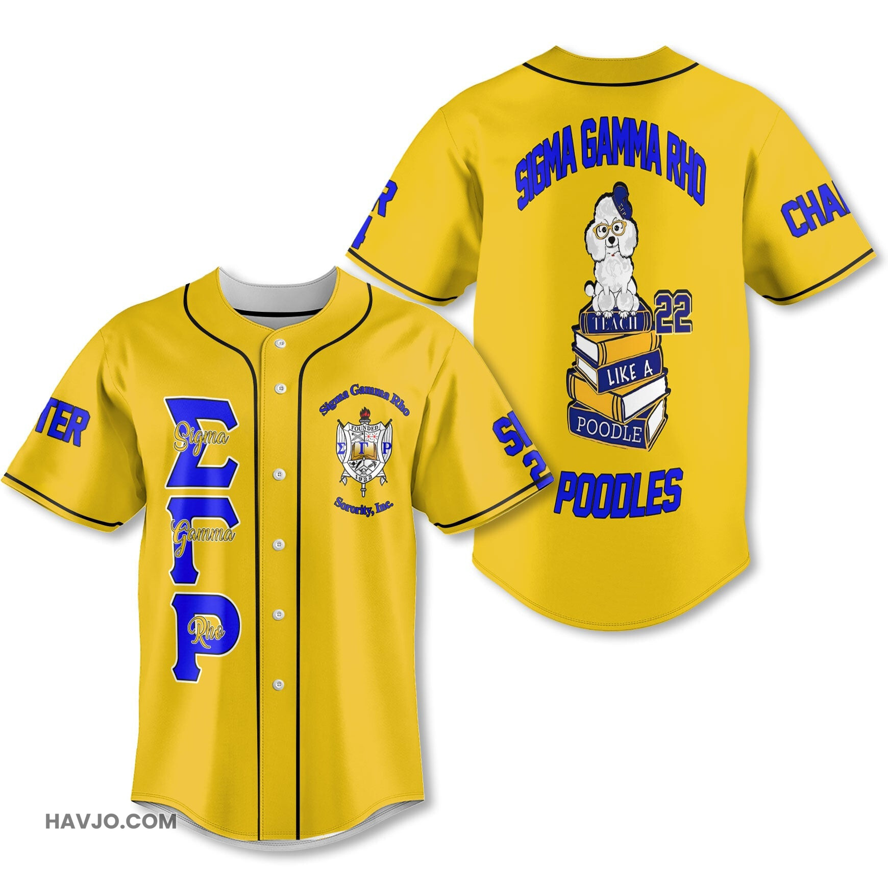 Personalized Sigma Gamma Rho Golden The Rho Educated Poodles Style Baseball Jersey