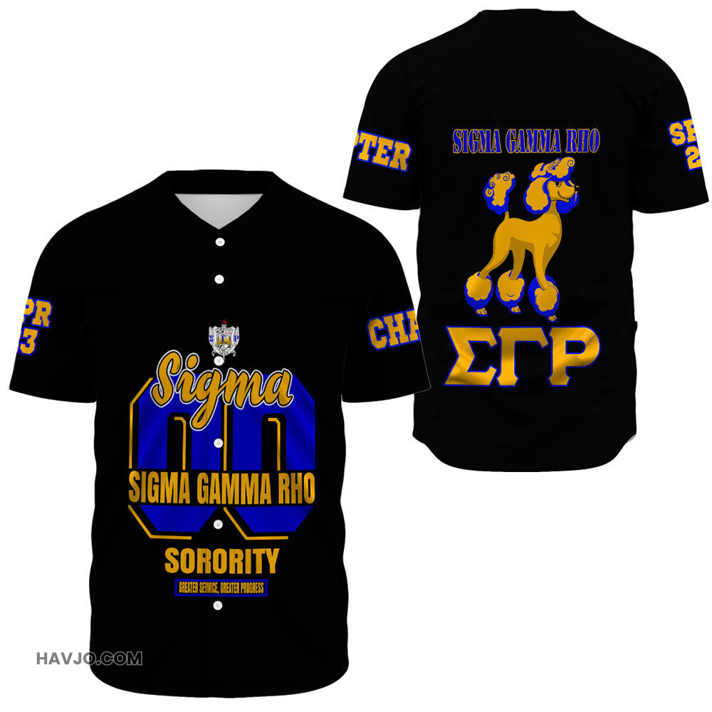 Personalized Sigma Gamma Rho Poodle Style Baseball Jersey