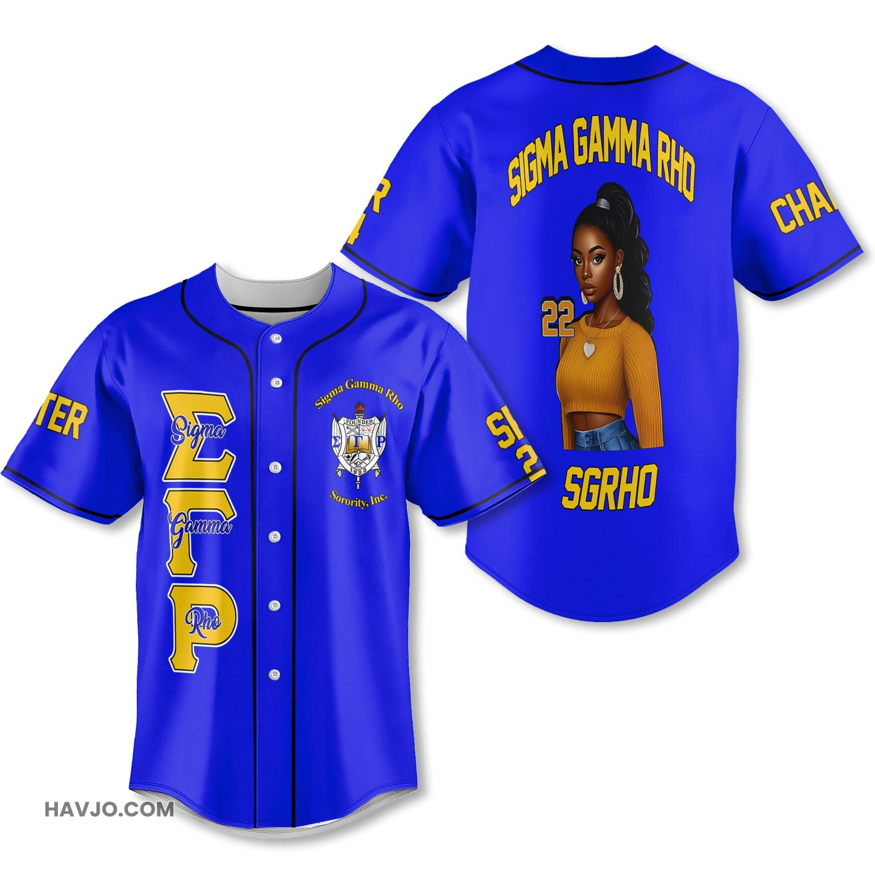 Personalized Sigma Gamma Rho Royal Blue 1922 SGRHO Girl Baseball Jersey