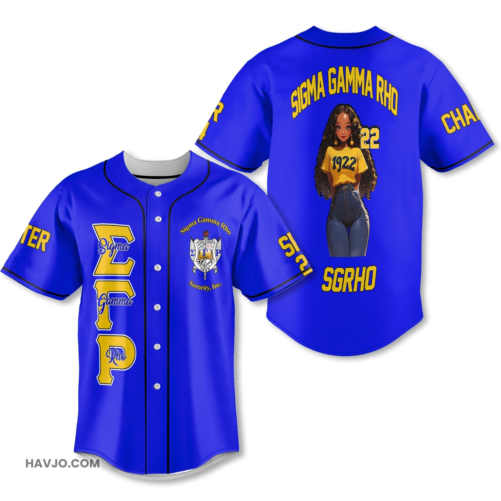 Personalized Sigma Gamma Rho Royal Blue 1922 SGRHO Girl Style Baseball Jersey
