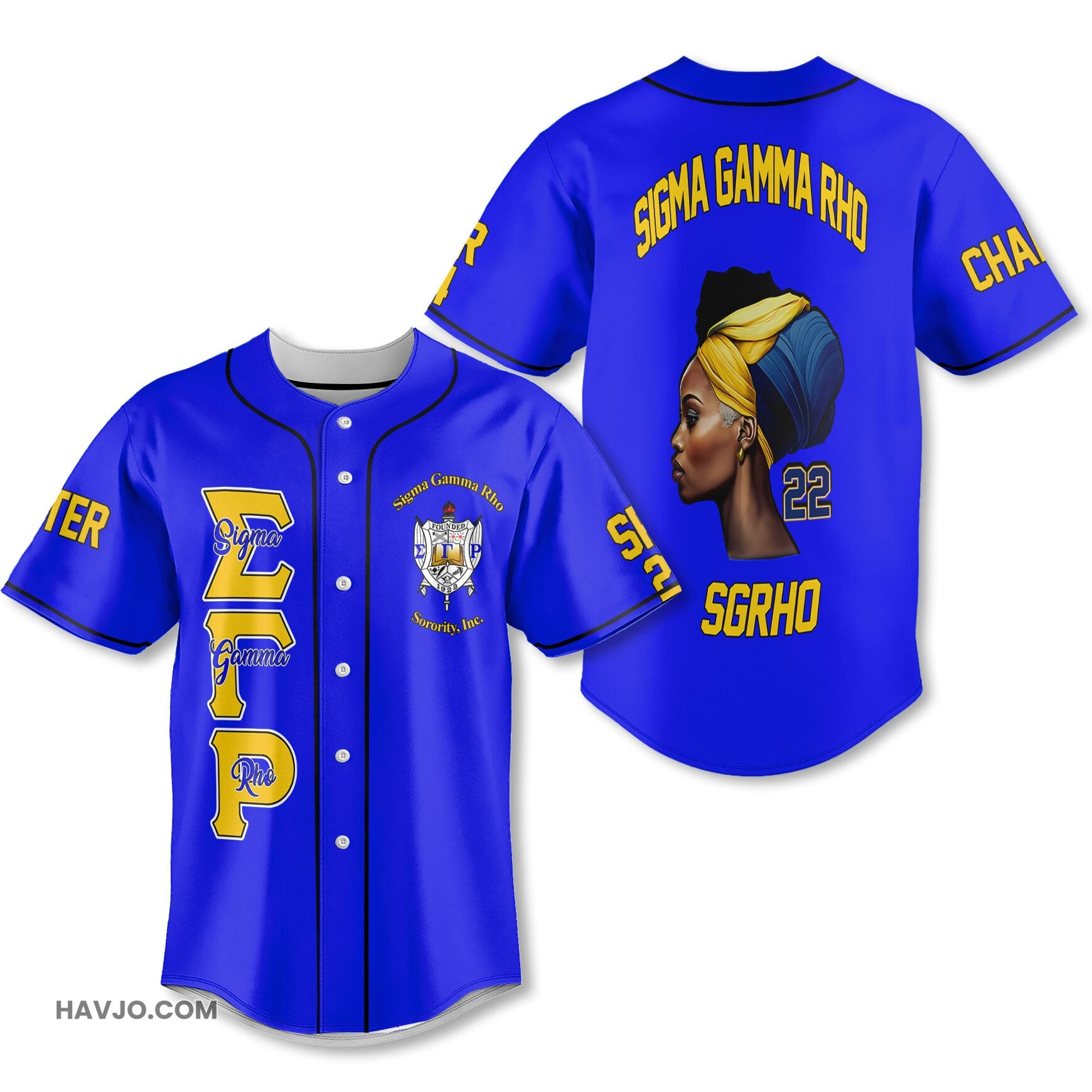 Personalized Sigma Gamma Rho Royal Blue 1922 SGRHO Lady Style Baseball Jersey