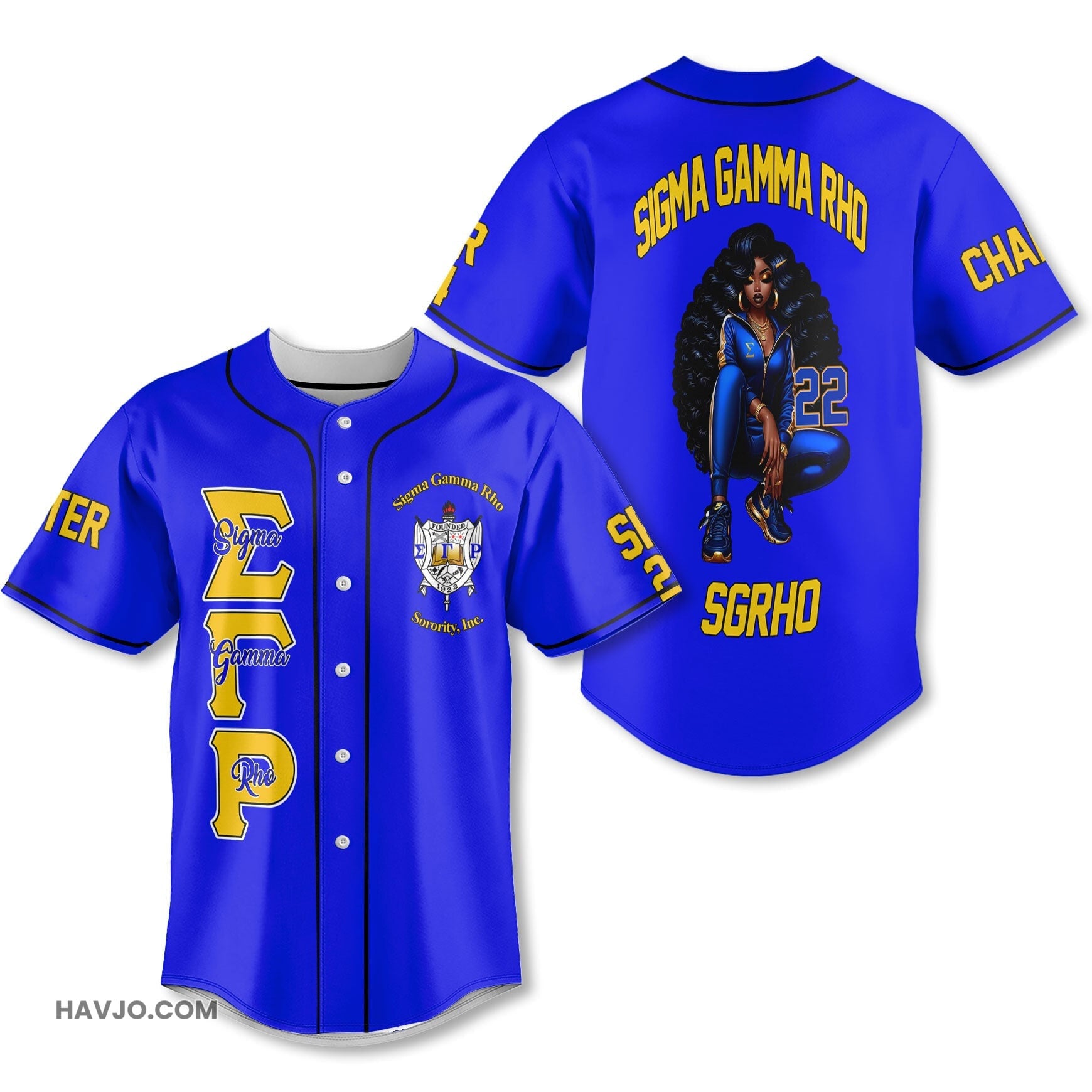 Personalized Sigma Gamma Rho Royal Blue 1922 The Baddest in Blue Style Baseball Jersey