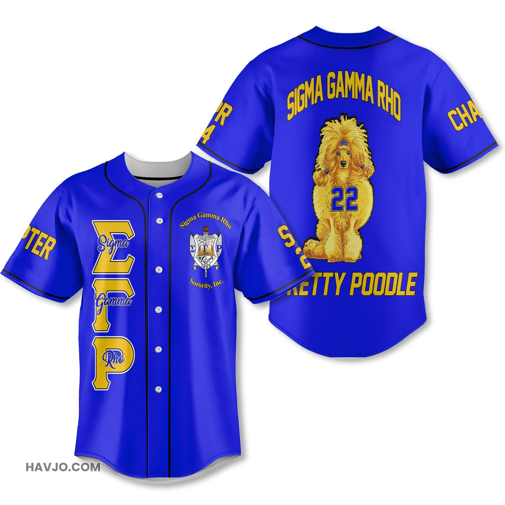Personalized Sigma Gamma Rho Royal Blue Pretty Poodle Style Baseball Jersey