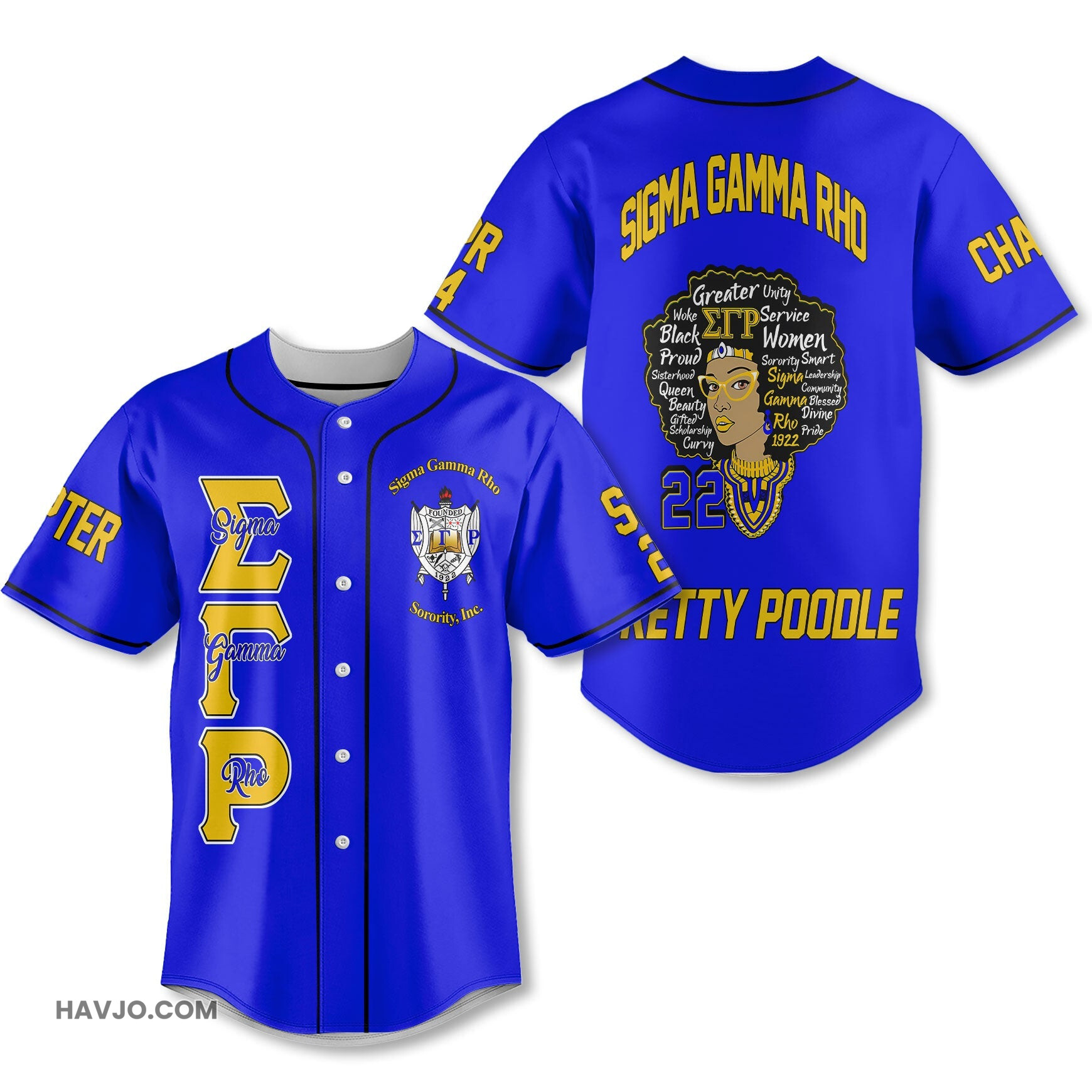 Personalized Sigma Gamma Rho Royal Blue SGR Dashiki Style Baseball Jersey