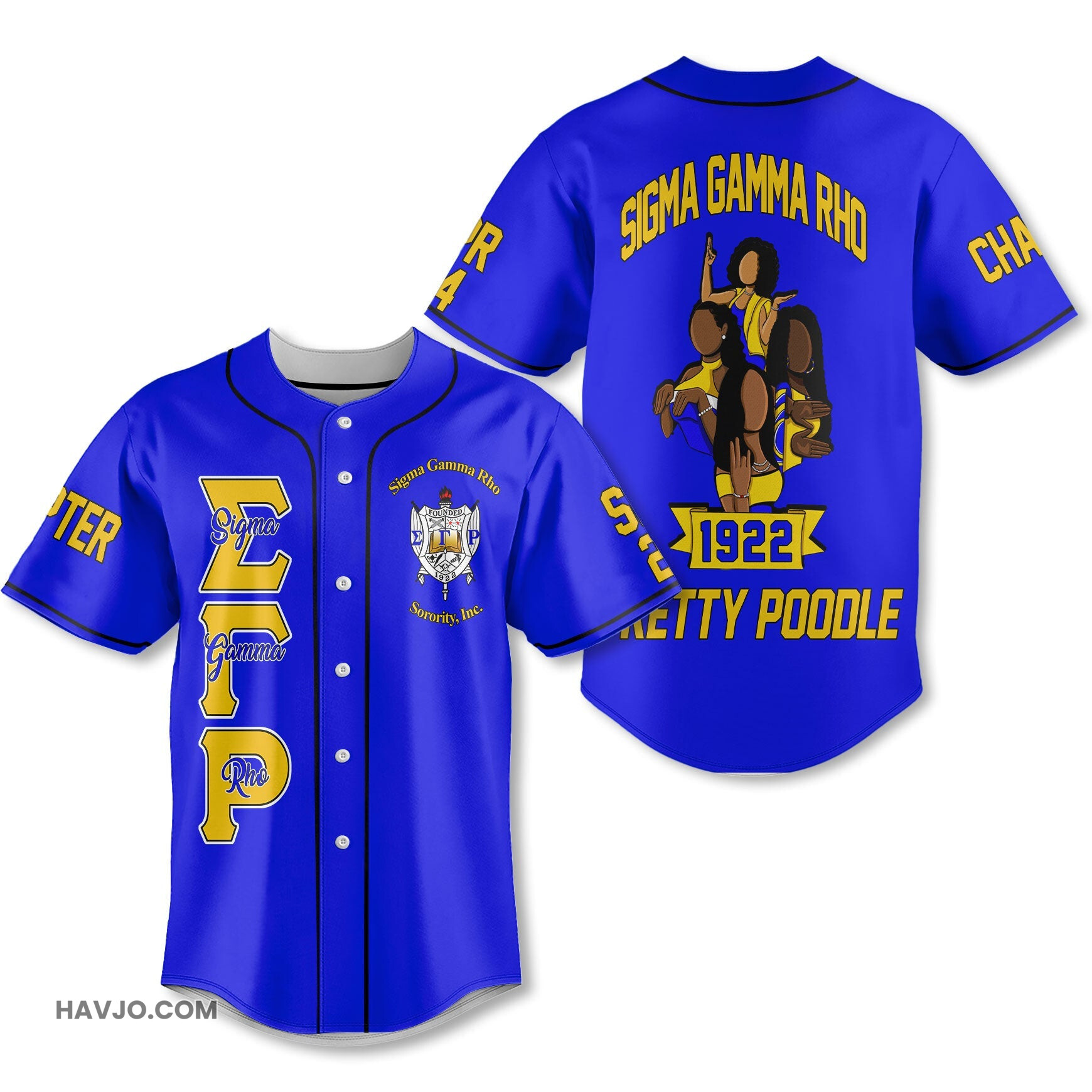 Personalized Sigma Gamma Rho Royal Blue SGR Girls Style Baseball Jersey