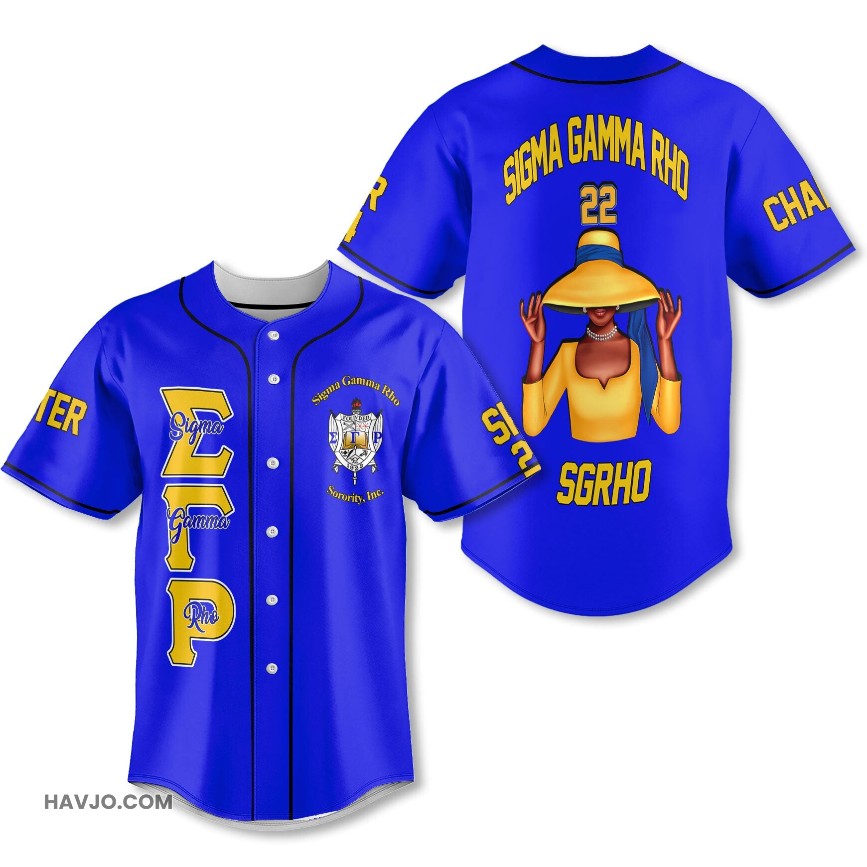 Personalized Sigma Gamma Rho Royal Blue SGRHO Black Strong Women Baseball Jersey
