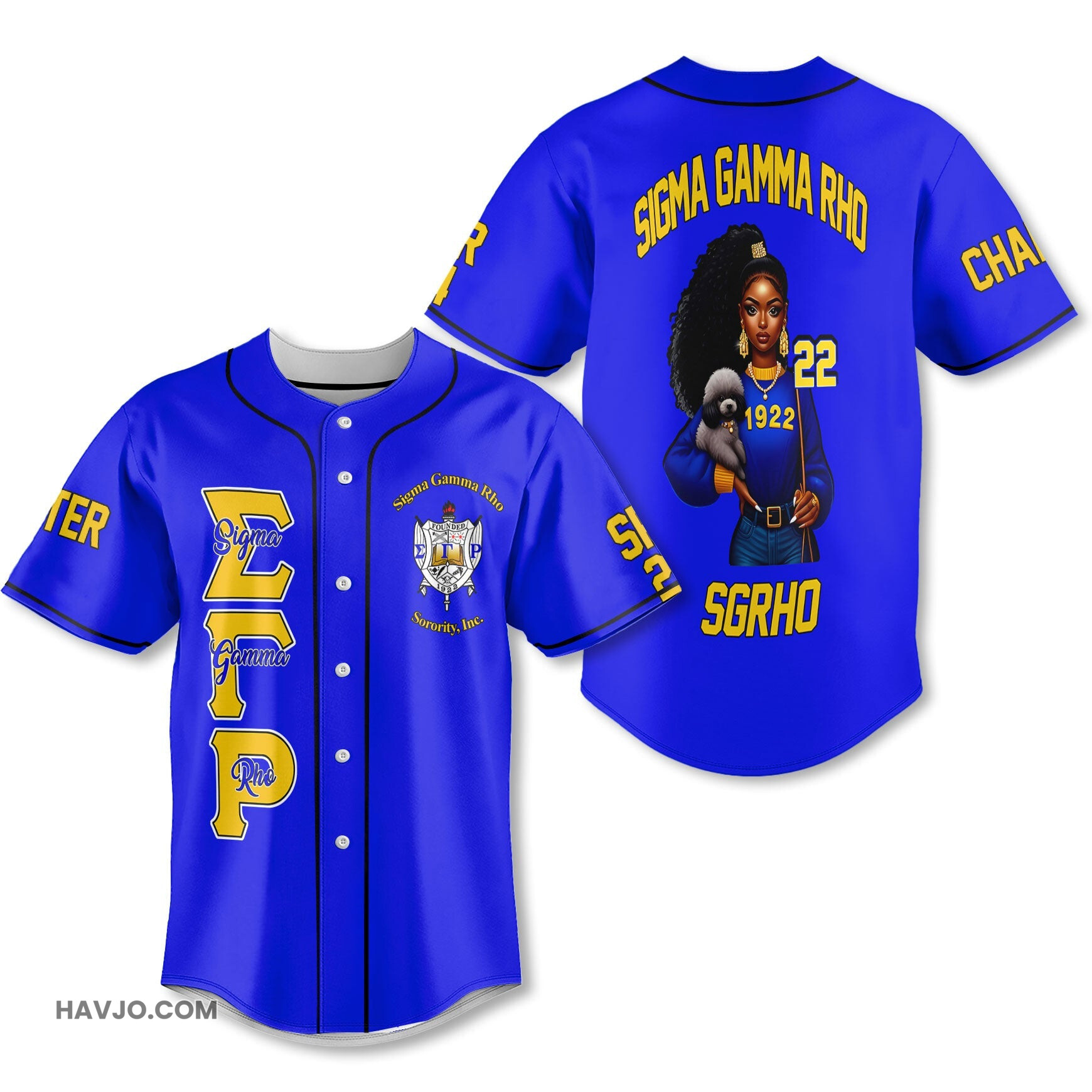 Personalized Sigma Gamma Rho Royal Blue SGRHO Girl And Poodles Baseball Jersey