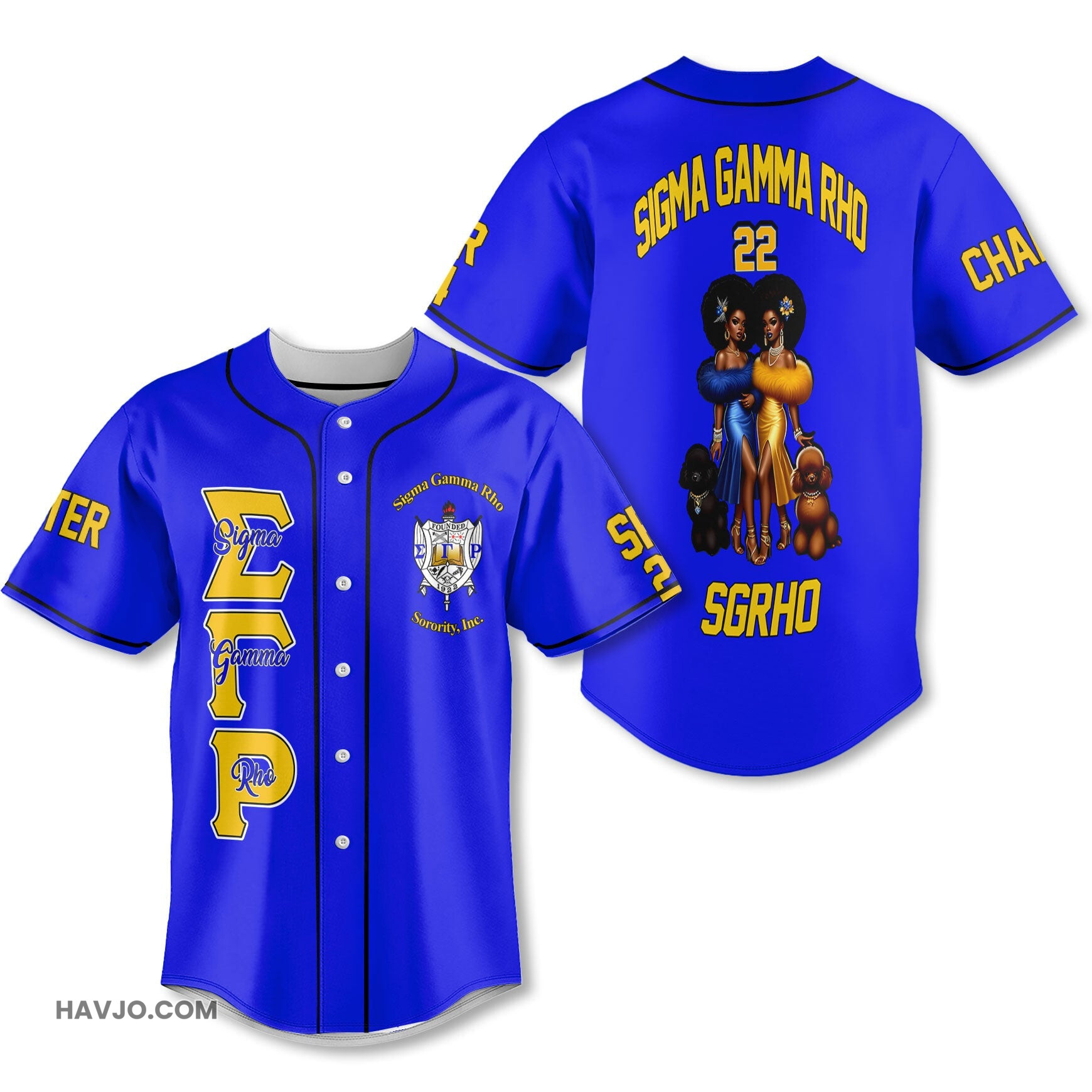 Personalized Sigma Gamma Rho Royal Blue SGRHO Girl And Poodles Baseball Jersey