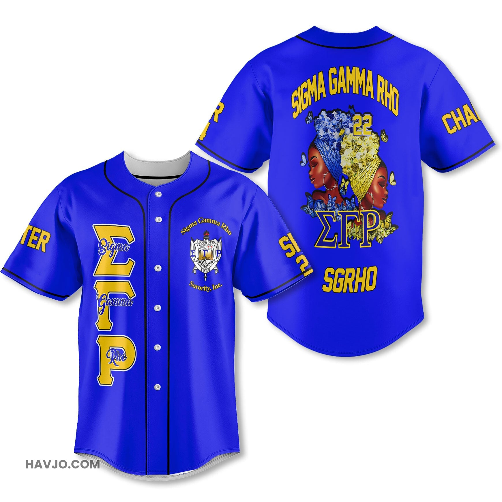 Personalized Sigma Gamma Rho Royal Blue SGRHO Sisterhood Style Baseball Jersey
