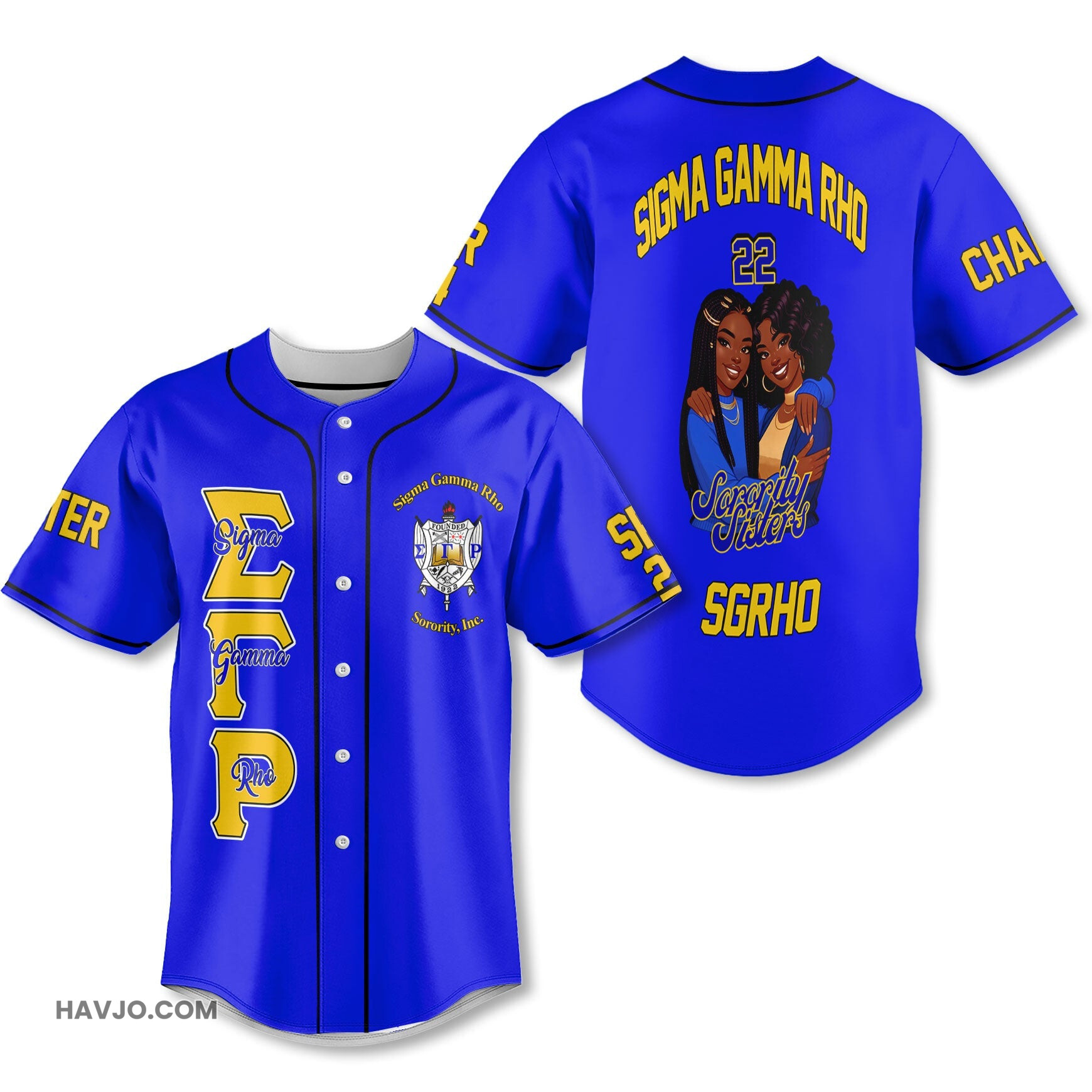 Personalized Sigma Gamma Rho Royal Blue SGRHO Sorority Sister 1922 Style Baseball Jersey