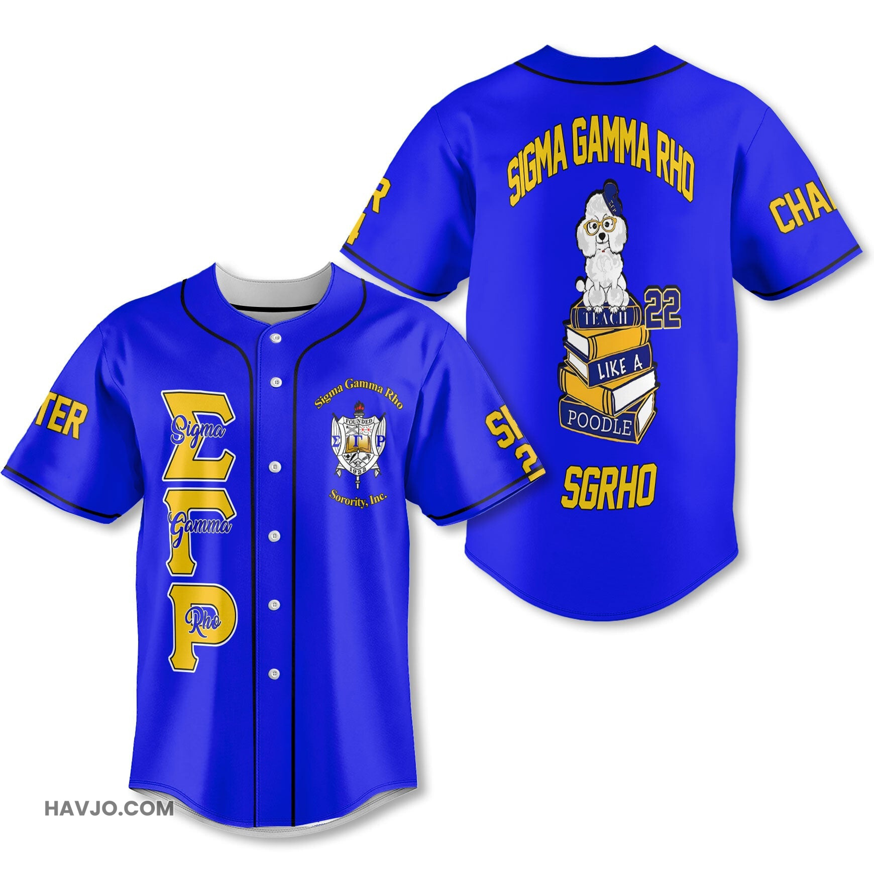 Personalized Sigma Gamma Rho Royal Blue The Rho Educated Poodles Style Baseball Jersey